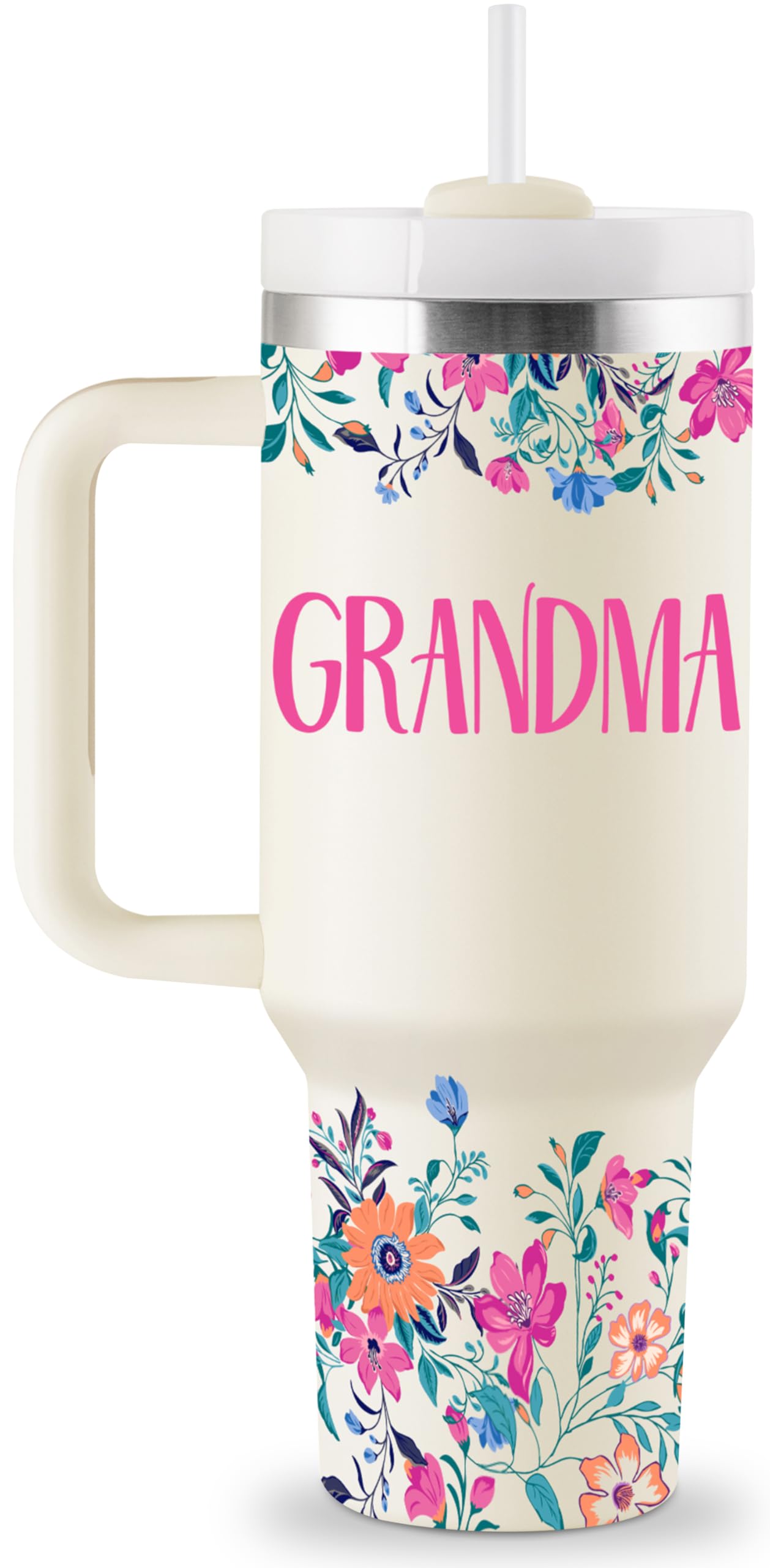 ROSTANTEN Grandma Gifts Birthday Gifts for Grandma Best Grandmother Gift from Granddaughter Grandson Grandkids for Mothers Day Christmas 40oz Travel Cup Insulated Tumbler with Lid & Straw