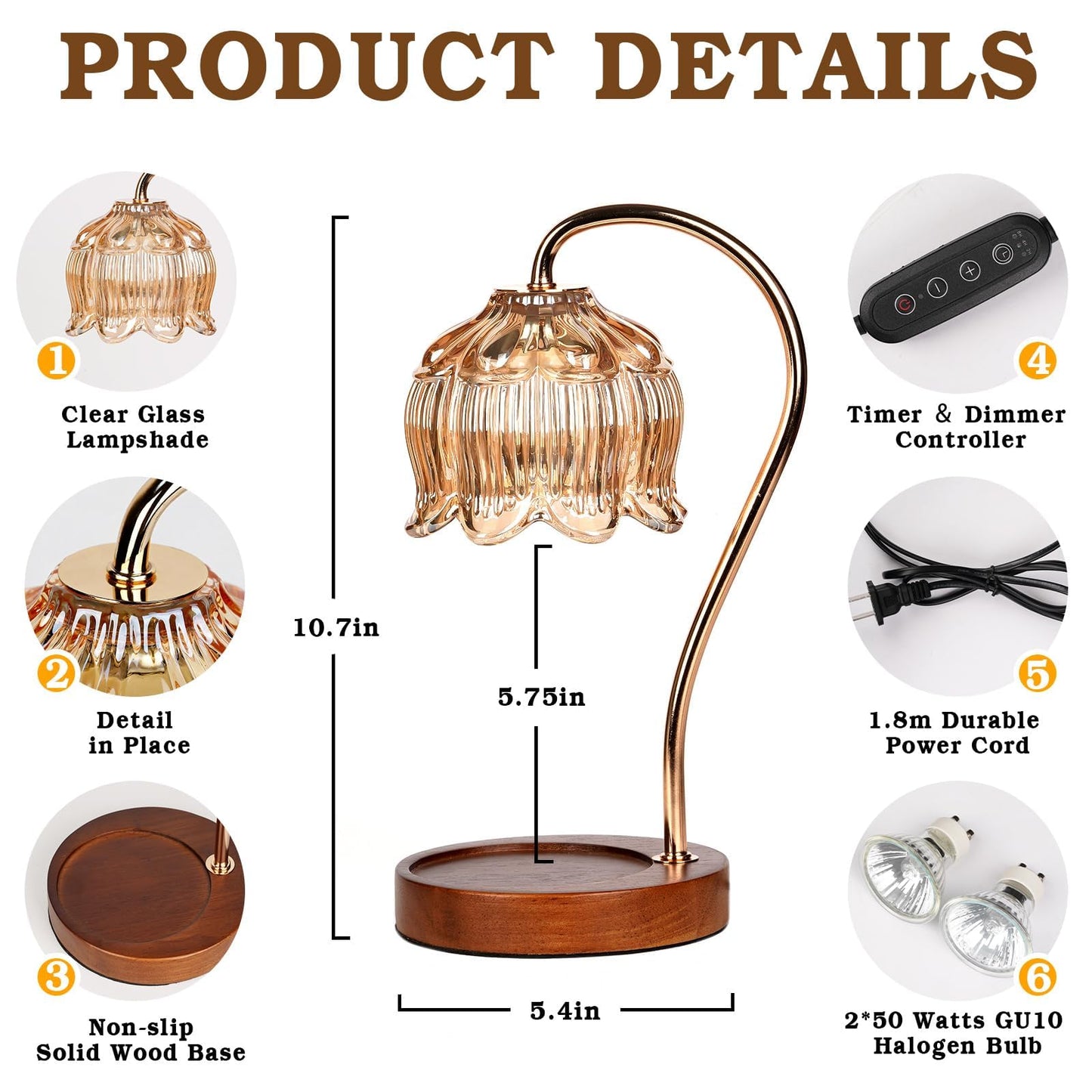 Funistree Flower Candle Warmer Lamp with Timer, Dimmable Candle Lamp Warmer, Mothers Day Birthday Gifts for Women Her Mom, House Warming for New Home Decor, Lotus Wax Warmer for Yankee Candles