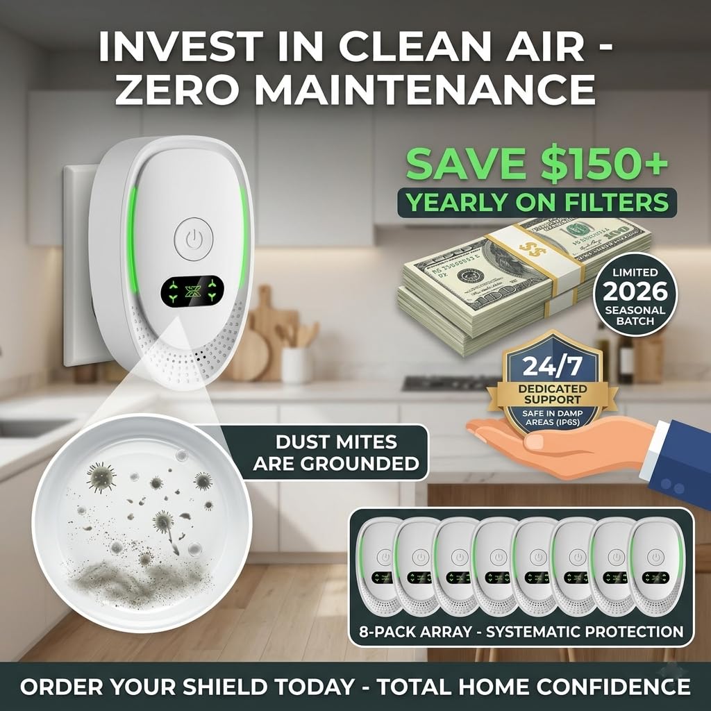 2026 Upgraded Air Ionizers for Dust Mites Smoke- 8 Pack Whole House Coverage,Plug in Air Purifiers for Home,Silent Electronic Air Ionizer for Allergies,Pet Dander&Odor, Steady Green Indicator Light