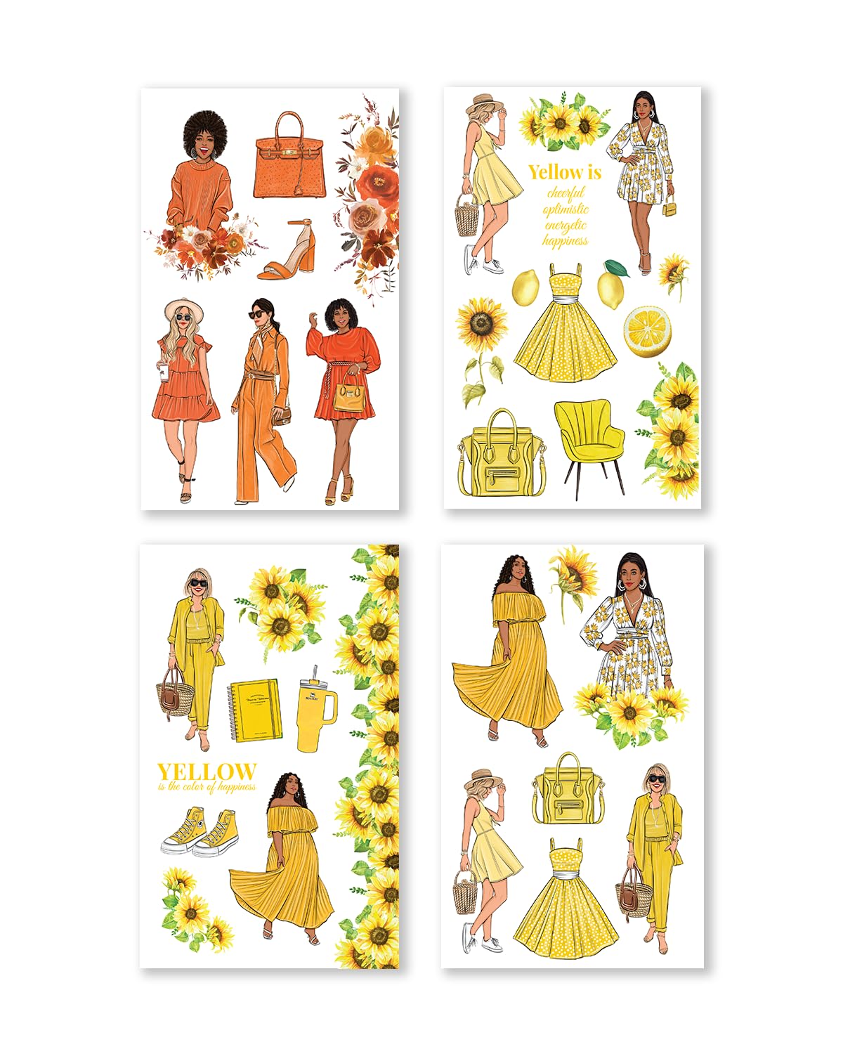 Rongrong Rainbow Girls Planner Stickers Book for Planners, Calendars, Journals – Aesthetic Premium Quality Hand Drawn – Scrapbook Stickers – 24 Pages