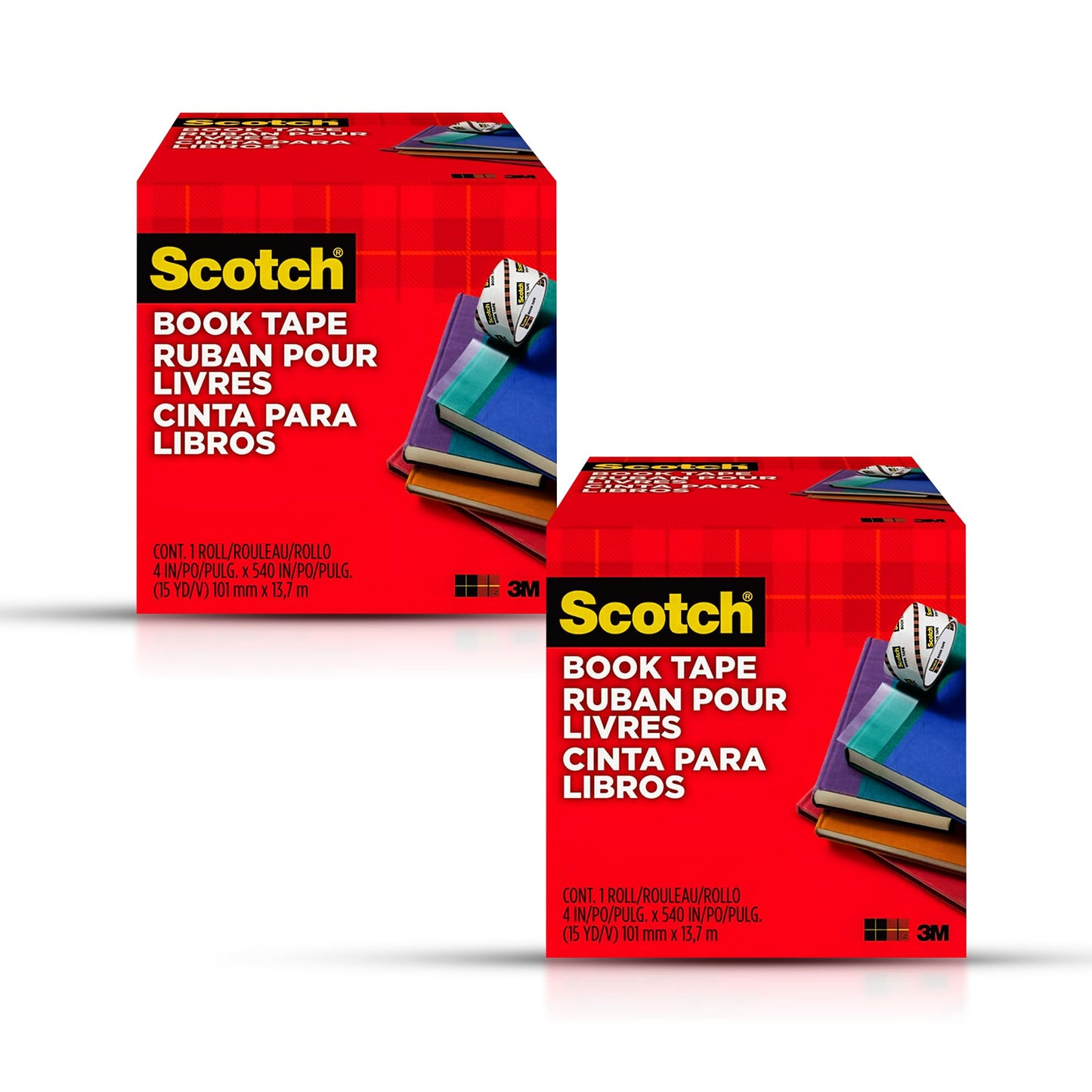 Scotch Book Repair Tape, Clear, 4 Inches x 15 Yards (3-Inch Core), 2 Rolls – Extra-Wide Durable Binding Tape for Book Repair, Reinforcing & Document Protection