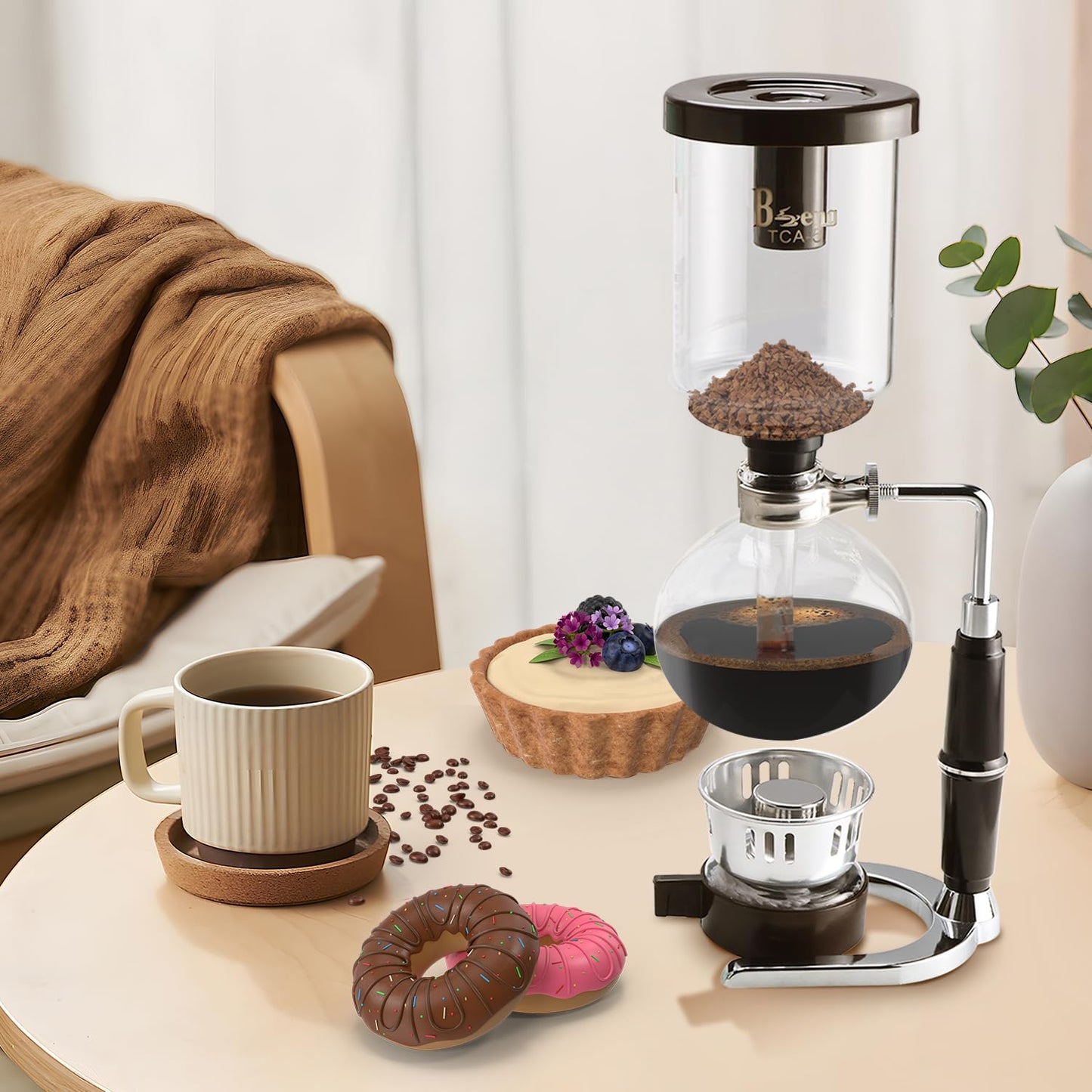 Amarine 5-Cup Tabletop Siphon Coffee Maker, 16 Ounce, Clear with Alcohol Burner (TCA-5)