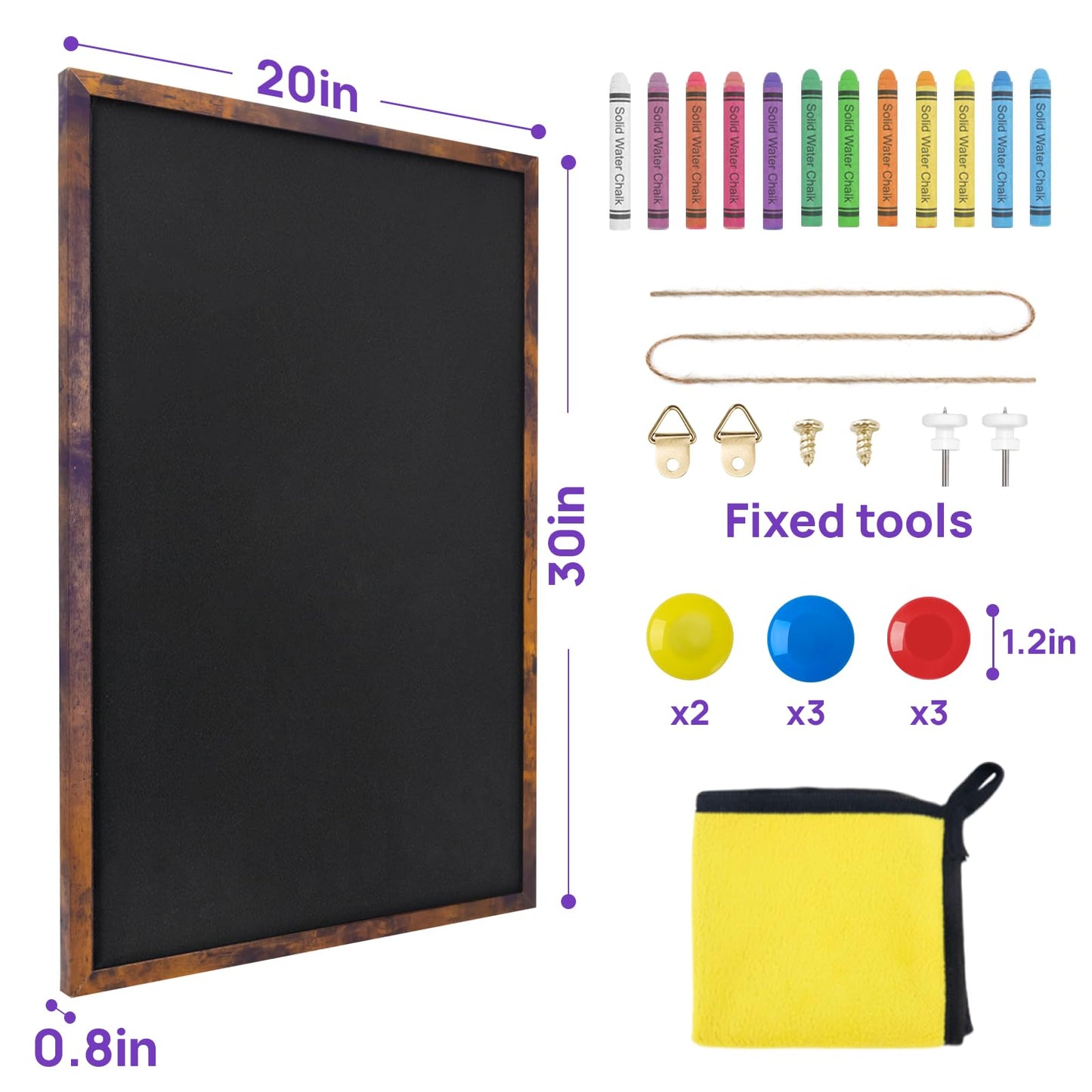 JEFURE Magnetic Chalkboard, 20x30 Inches Blackboard for Wall, Black Dry Erase Board for School, Office, Home, Bar and Restaurant Menu