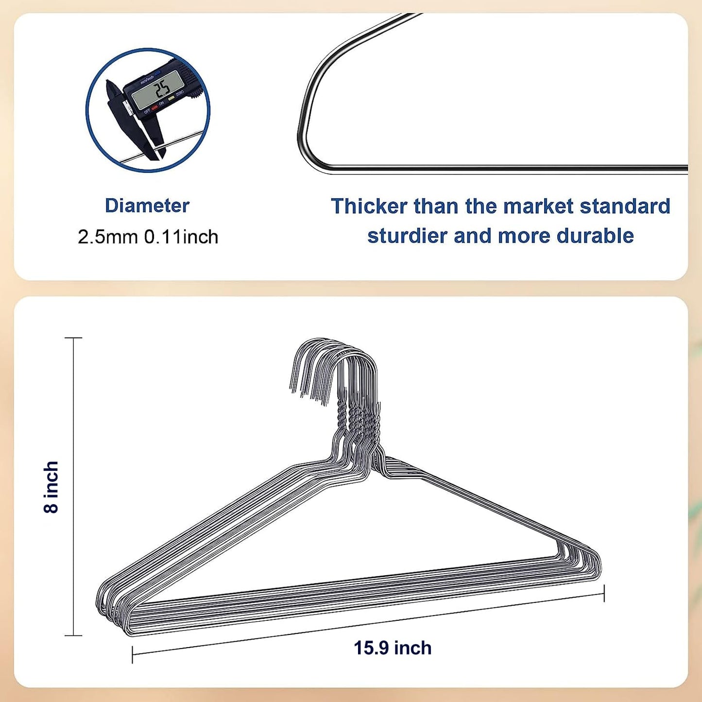 SPECILITE Wire Metal Clothes Hangers Bulk 100 Pack for Standard Size Suits, Coats, Shirts, Pants, Skirts, Space Saving, Non Slip,16 Inch 12 Gauge Ultra Thin, Silver