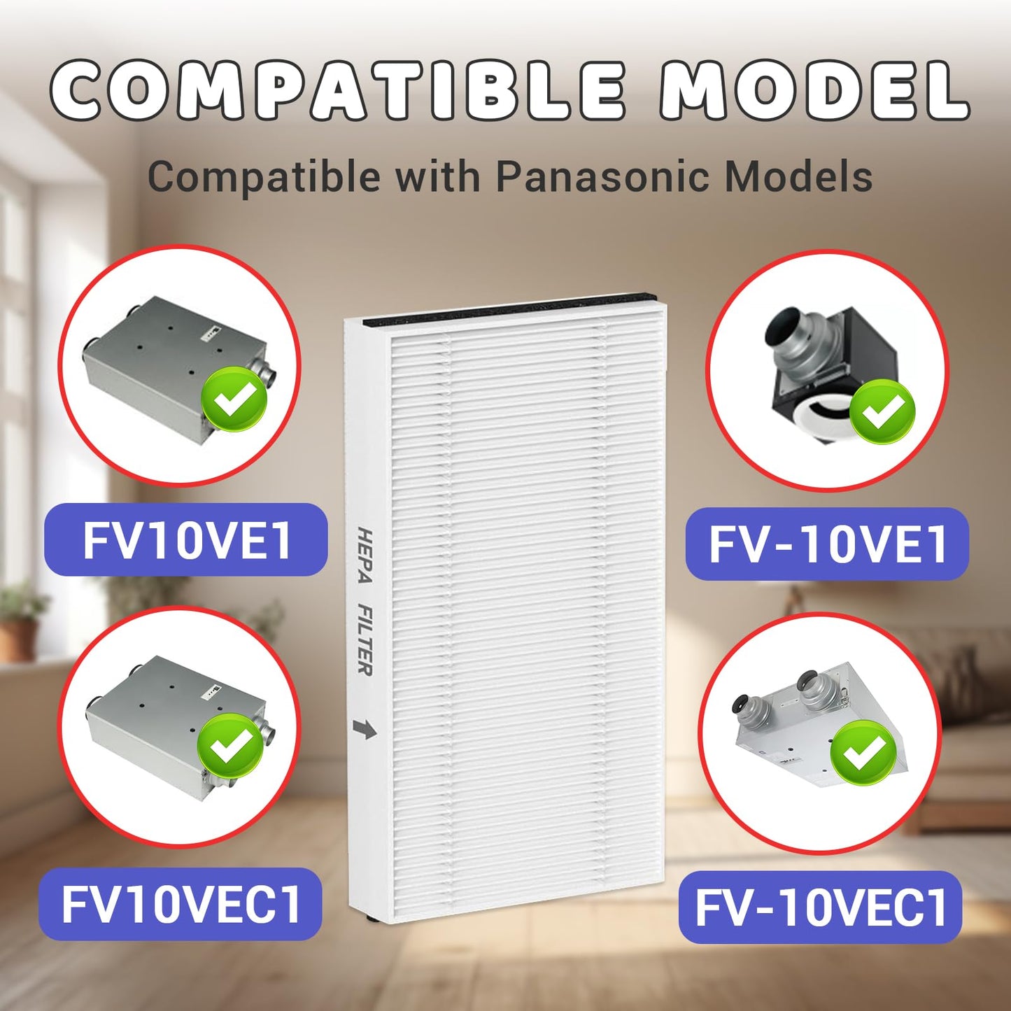 HAVANSIDY 4 Pack Replacement Filter for Panasonic, Compatible with FV10VE1, FV-10VE1, FV10VEC1, FV-10VEC1 Projector Cartridge, Synthetic Fiber/Polypropylene Air Filter