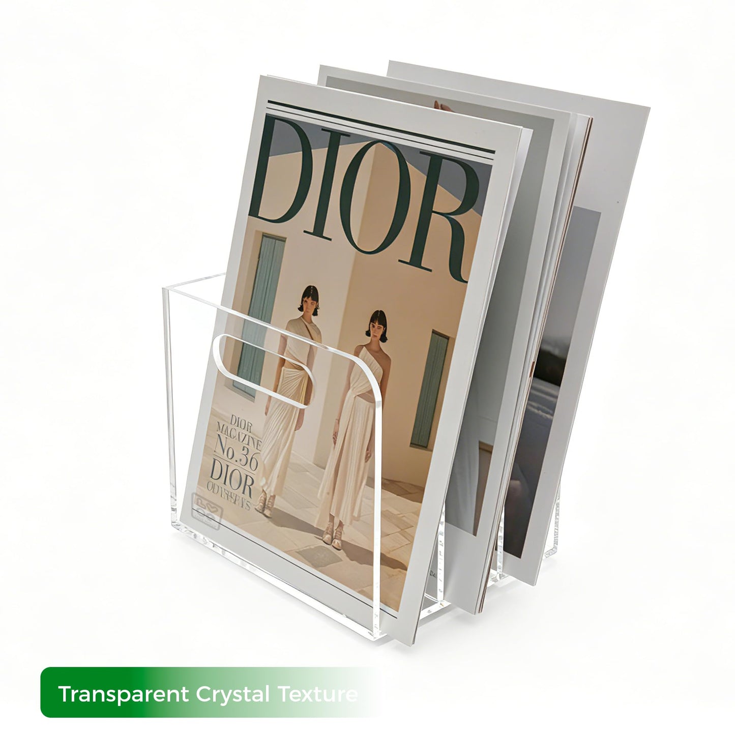 Lovemolly 3-Slot Clear Acrylic Magazine File Holder, Vertical Desk Organizer with Handle – No-Assembly Document Sorter for Office & Home, 7.48 x 6.69 x 6.3 in
