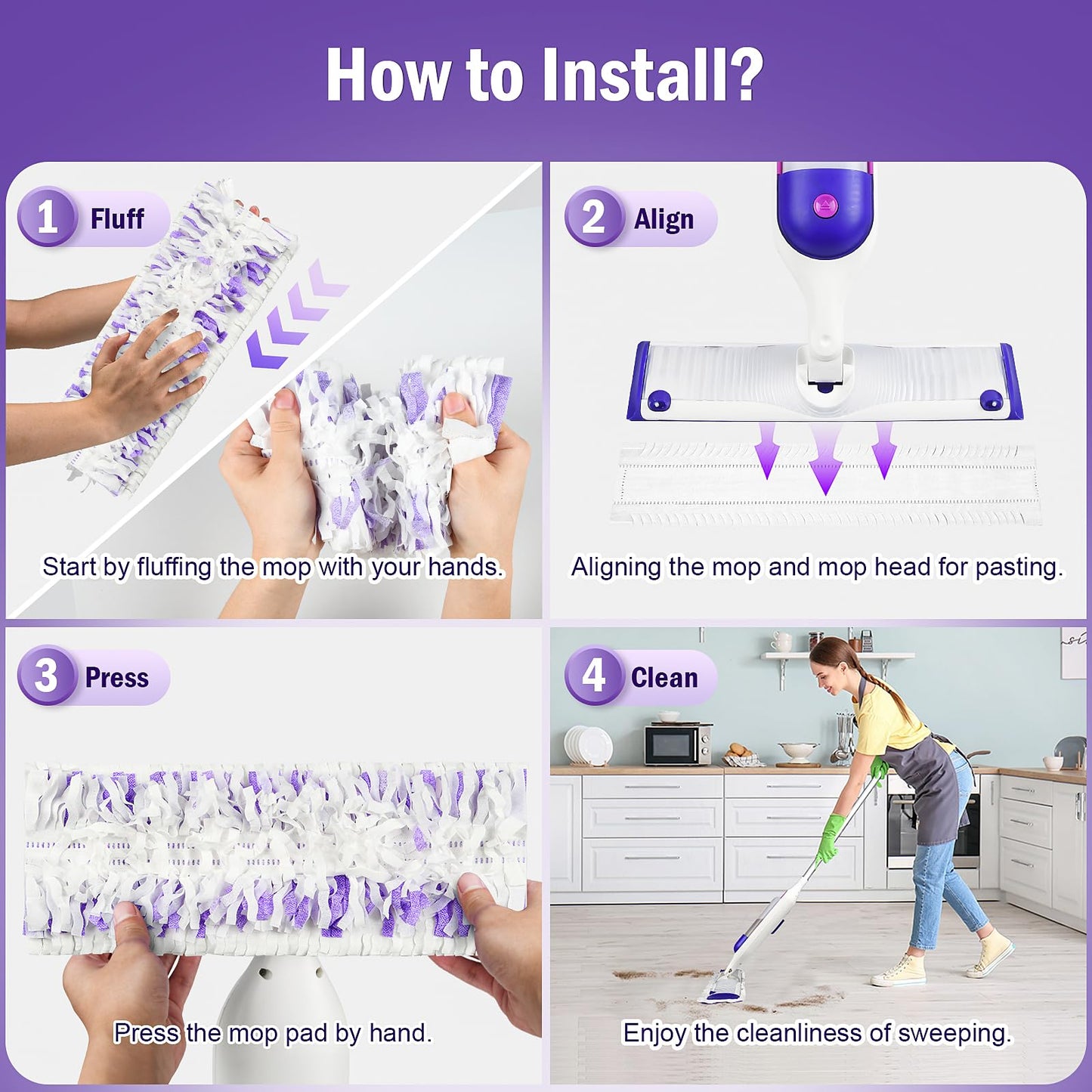 40 Pack Disposable Refill Pads for Power Mop™ Multi-Surface and for PowerMop™ Wood Mop, Repalcement Spray Mopping Pads for All Safe Floors