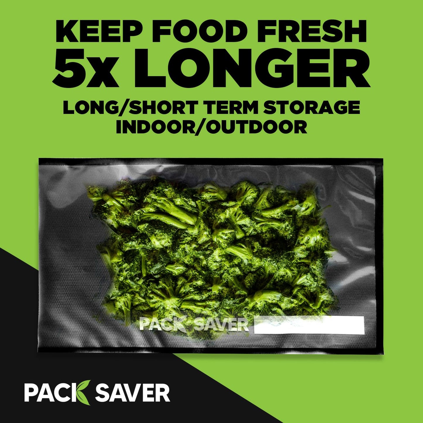 Pack Saver Vacuum Sealer Bags 50 Pack - 11"x19" Heavy Duty Pre-Cut Food Storage Bags for Food Saver, Meal Prep, Sous Vide - Commercial Grade BPA Free (Clear & Black)
