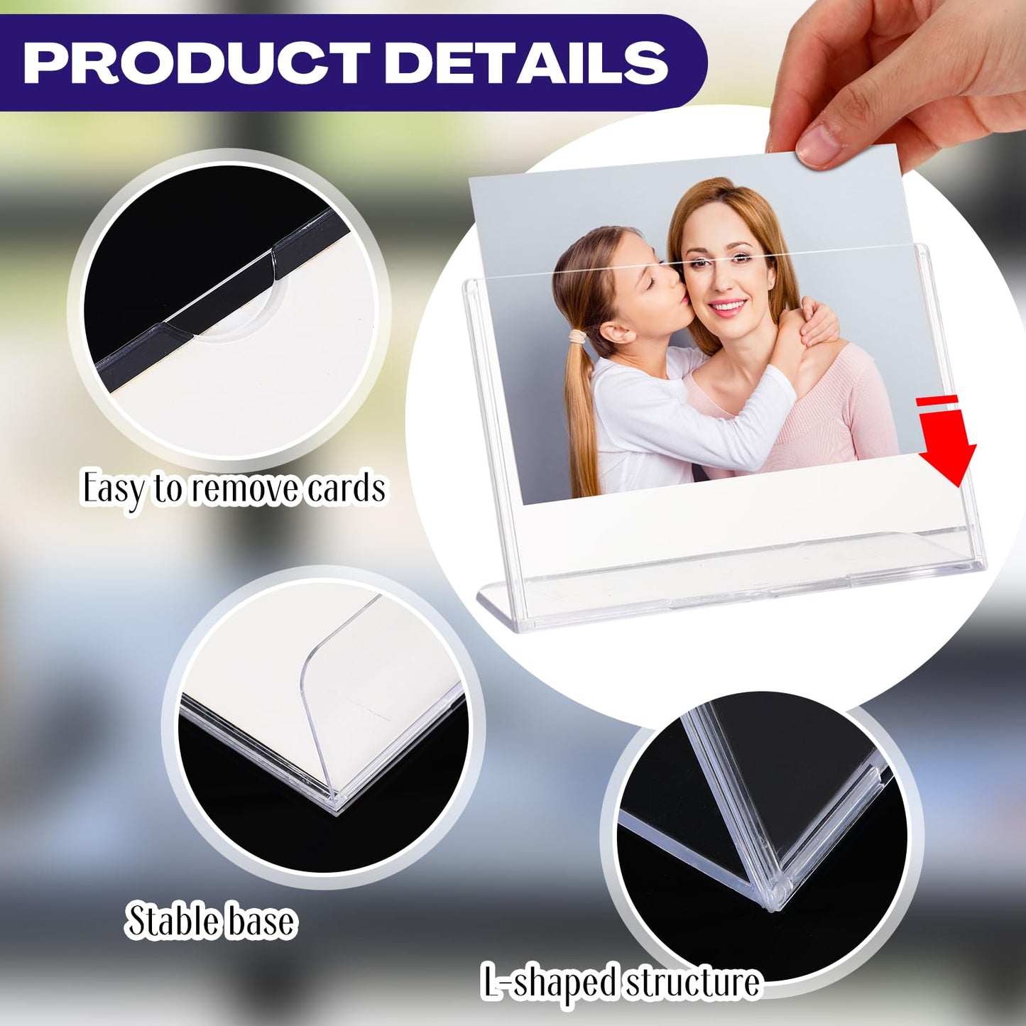 Yalikop 50 Pack Acrylic Sign Holder 4x6 Bulk Slanted Back Acrylic Holder Clear Plastic Picture Frames 4x6 Plastic Paper Sign Holders Clear Tabletop Stands for Display for Office, Home, Restaurant