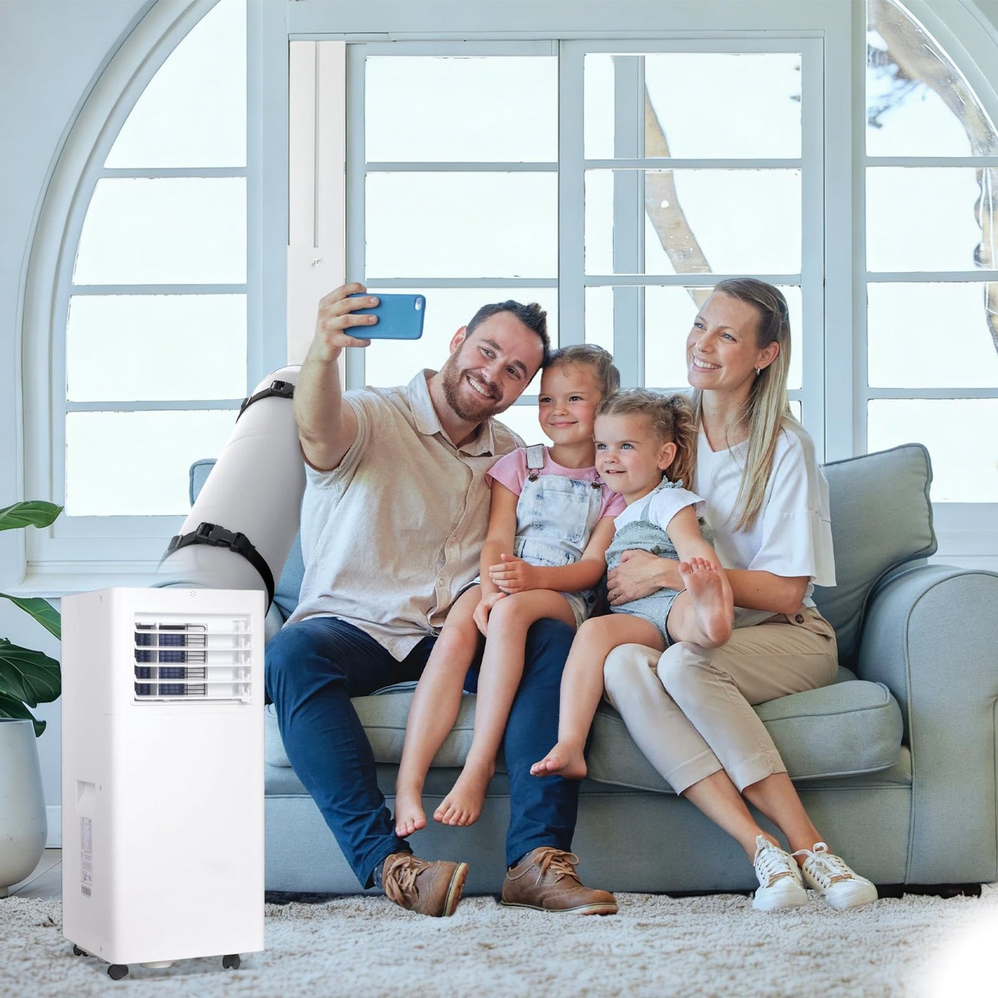 Conderyang Portable Air Conditioner Window Unit Kit with Hose Universal Adjustable Seal Plate Vent Kit AC Hose Insulation Sleeve Fit 5.9" Diameter Sliding AC Vent Kit for Vertical/Horizontal Window