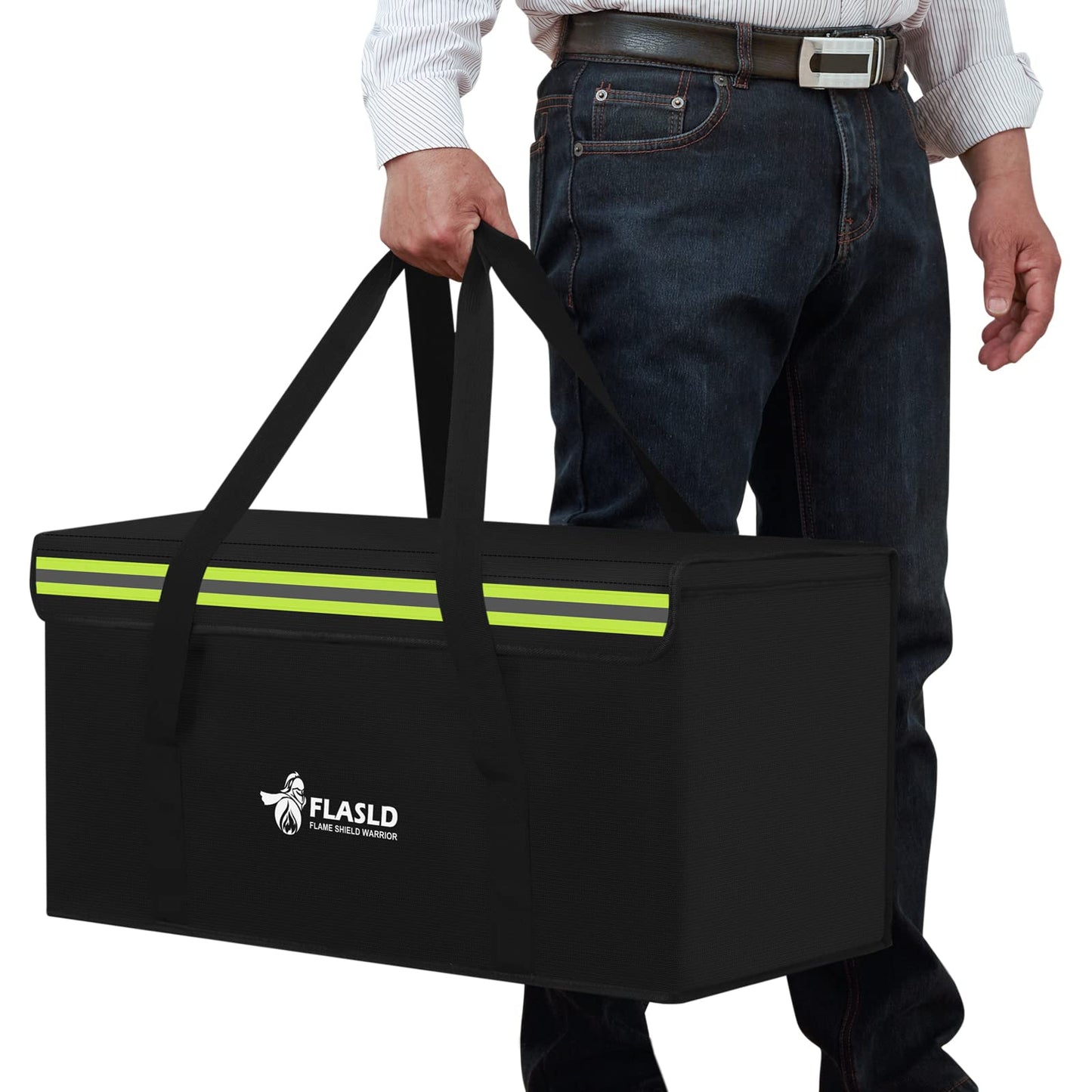 FLASLD Large Fireproof Document Bags, 24x12x12” Waterproof Storage Firesafe Bag, Fireproof Folder Safe Box for Cash, Valuables & Passport, Silicone Coating & Zipper Closure