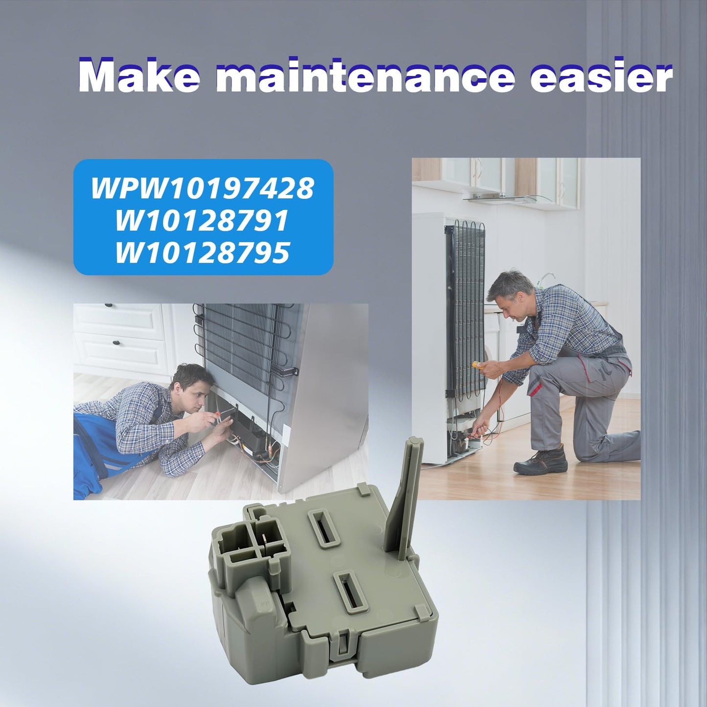 Uryazm WPW10197428 Refrigerator Start Device Assembly Replacement Part with Capacitor - Replaces W10128791, W10128795, and W10197428