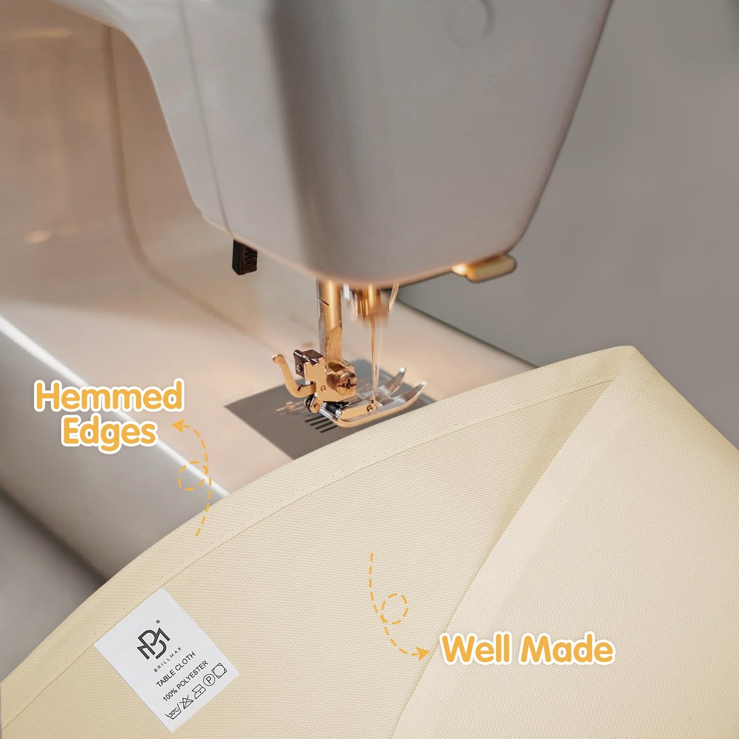 BRILLMAX 4 Pack Beige Round Tablecloths 120 Inch for 60” Tables - 150 GSM Polyester Fabric, Floor Length Drop, Water, Stain & Wrinkle Resistant Cloth Cover for Wedding Reception Banquet Dining
