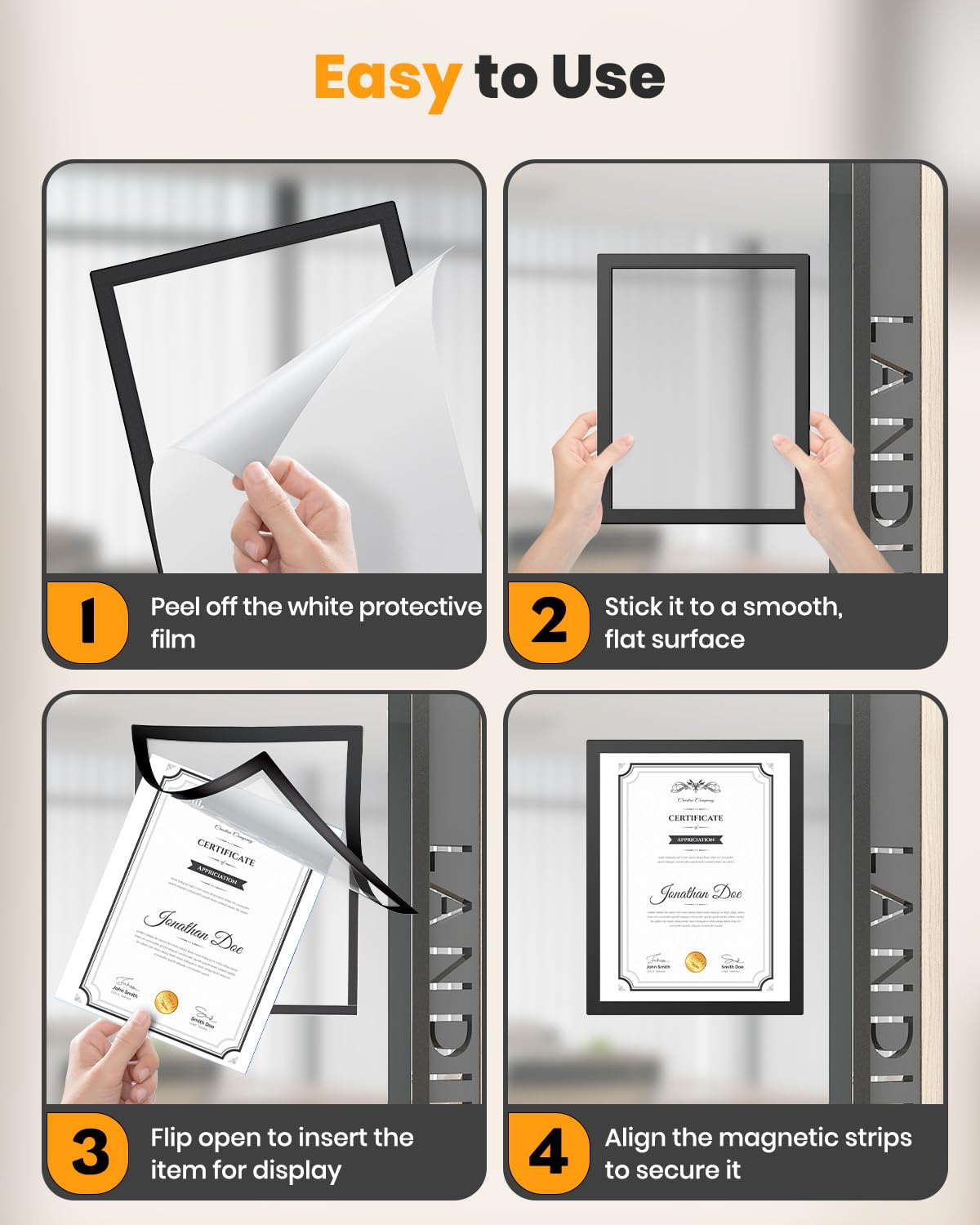 Uniclife 24 Pack Magnetic Sign Holder 8.5" x 11" Self-Adhesive Magnetic Picture Frame Wall Mounted Display Frame for Home Office Store Poster Document Holder for Wall Door Glass Window Refrigerator