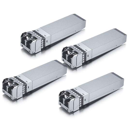 10Gtek 10GBase-SR SFP+ LC Transceiver, 10G 850nm Multimode SFP Module, up to 300 Meters, for Cisco SFP-10G-SR, Meraki MA-SFP-10GB-SR, Ubiquiti UniFi UF-MM-10G, Fortinet, Mikrotik and More, Pack of 4