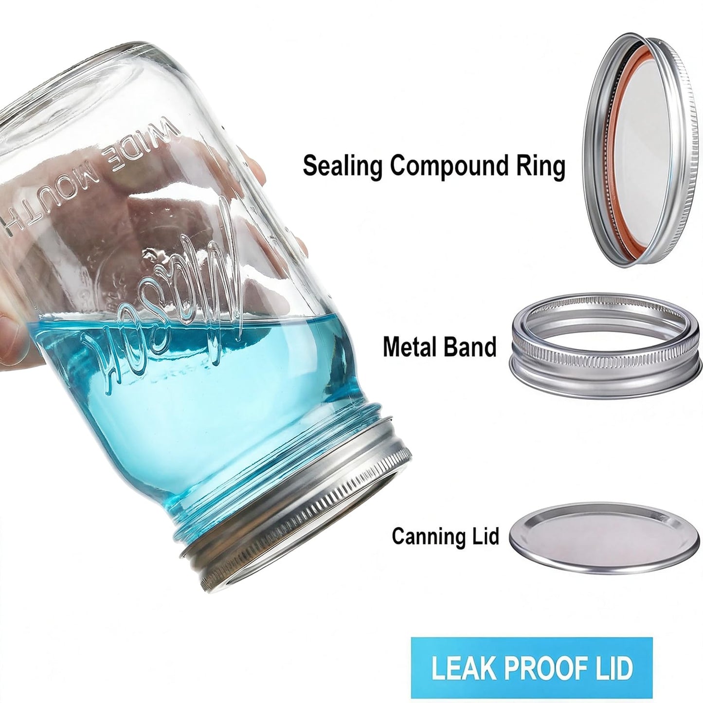 Rubtlamp Clear Mason jar 32 oz, 12 Pack Glass Jars - Wide Mouth Mason Jars with Airtight Lids for Pickling, Fermenting, Food Storage&DIY Crafts, Microwave & Dishwasher Safe