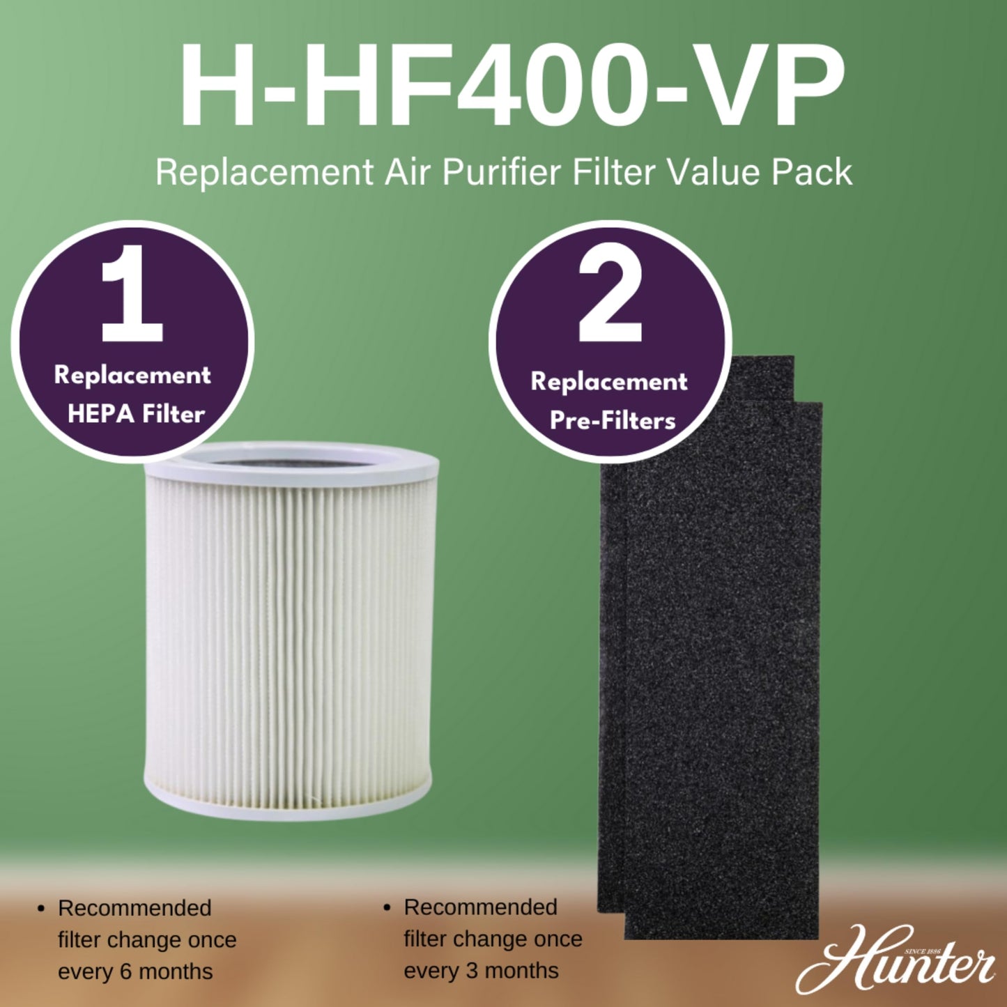 Hunter H-HF400-VP Replacement Filter Value Pack with HEPA Filter and EcoSilver Pre-Filter for HP400 Air Purifier Series