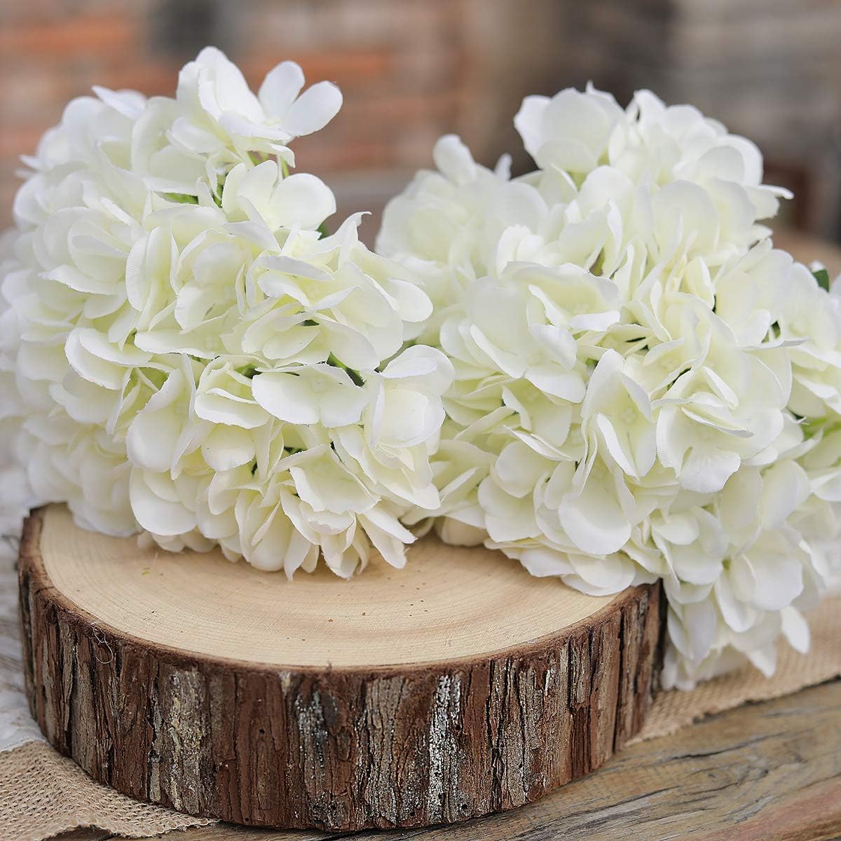 PARTY JOY 12PCS 15.4In Artificial Hydrangea Silk Flowers Bouquet Faux Hydrangea Stems for Wedding Centerpieces Home Decor (White,12pcs)