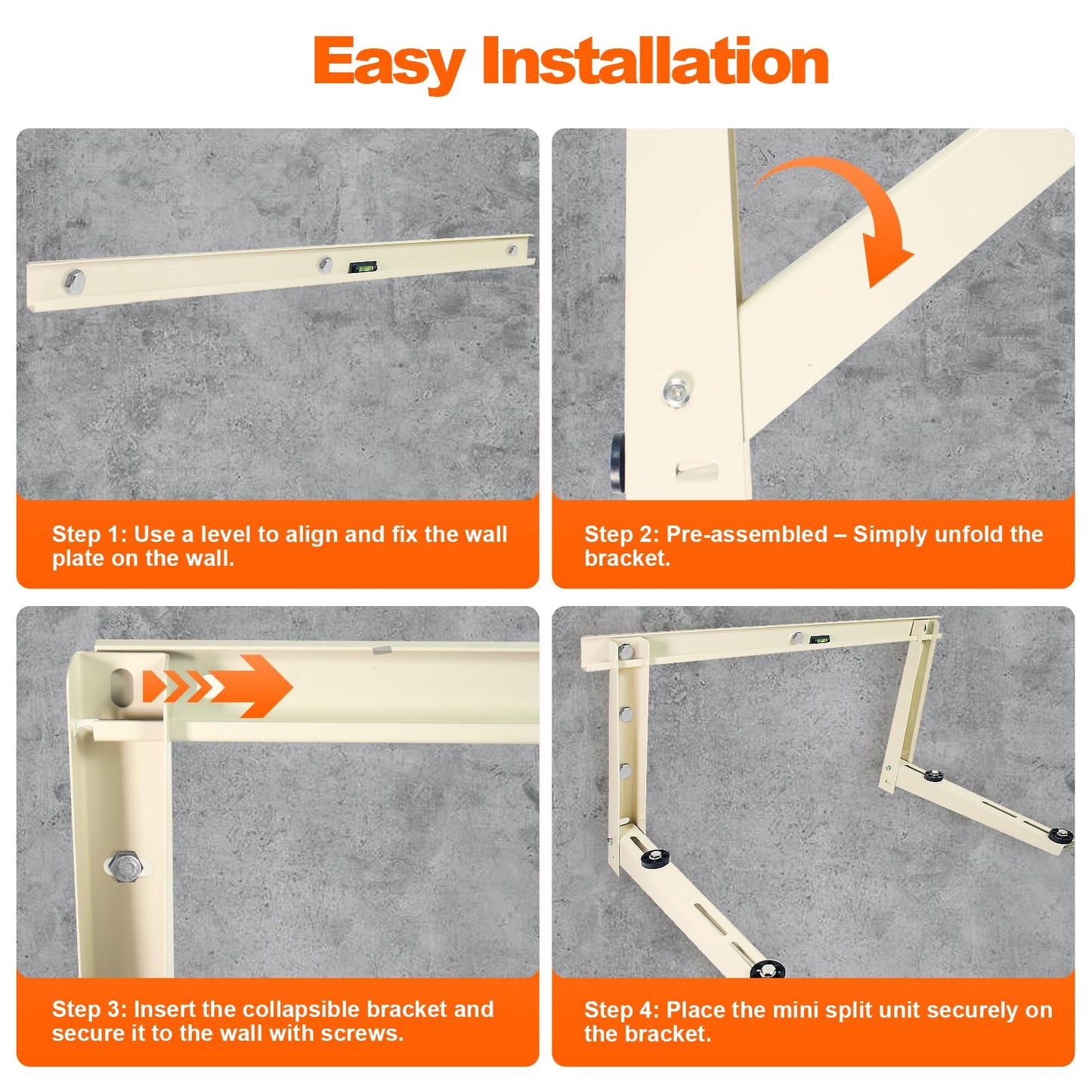 CAT SO RICH Outdoor Wall Mounting Bracket,Support up to 265Lbs,9000-18000 Btu Condenser, for Hanging Ductless Mini Split Air Conditioner Heat Pump Systems,Split HVAC Installation Kit