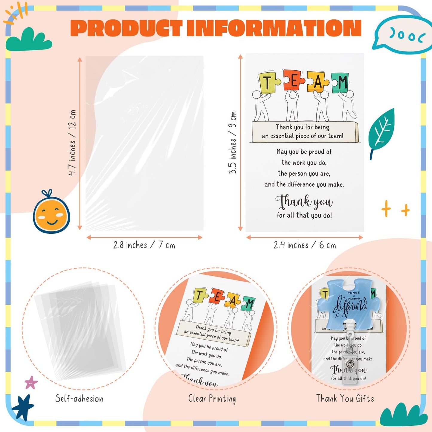 ReliThick 40 Set Employee Appreciation Gifts Bulk, Puzzle Badge Reel with Thank You Cards, Retractable ID Badge Holder for Nurse Teacher Staff Team Coworker Hospital School CNA Week (10 Styles)
