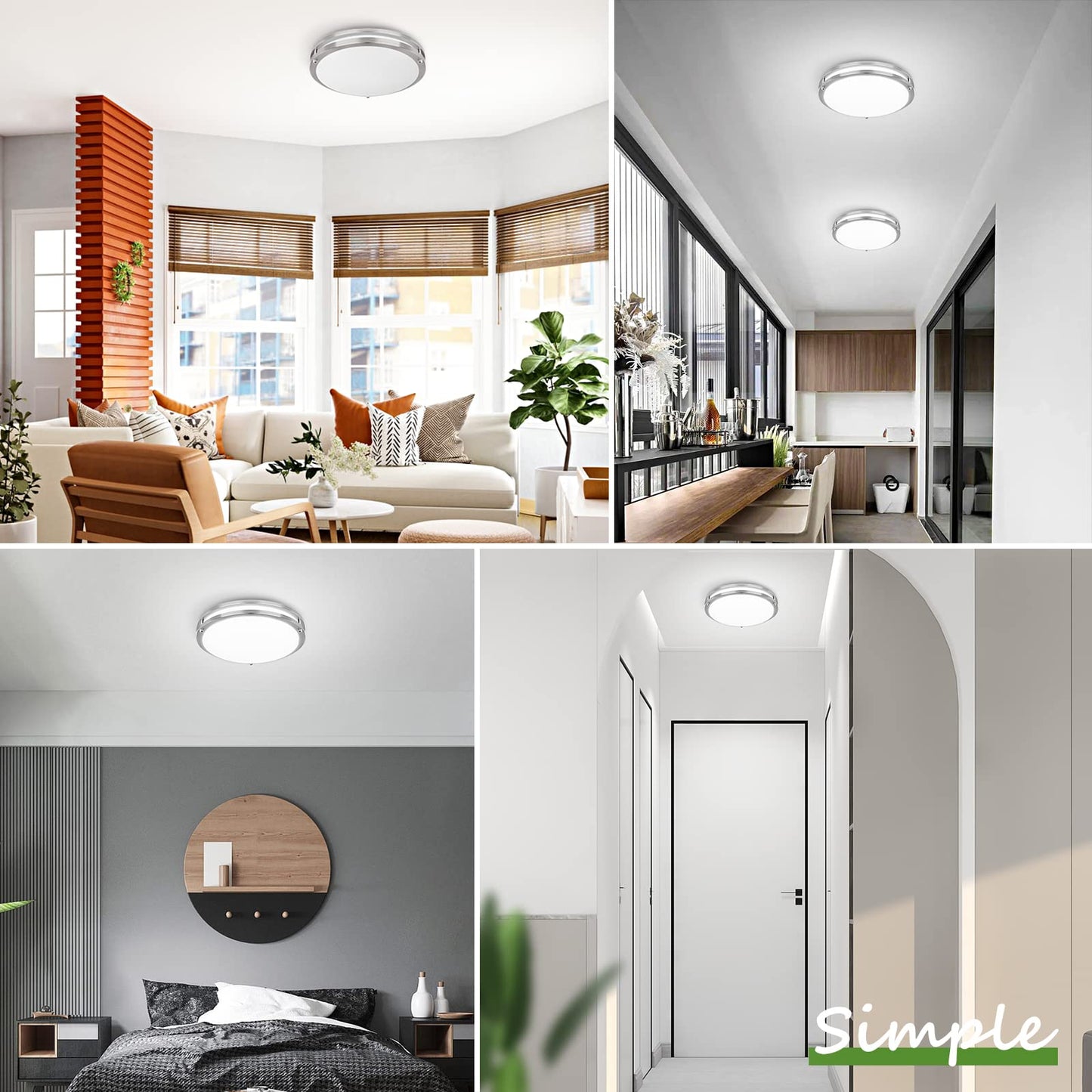 2-Pack 36W LED Ceiling Light Fixture (450W Equiv), 12IN Modern Flush Mount Ceiling Lights, Dimmable Ceiling Lamps Super Bright 3200LM, 3000K/4000K/5000K Adjustable for Bedroom Kitchen Bathroom Hallway