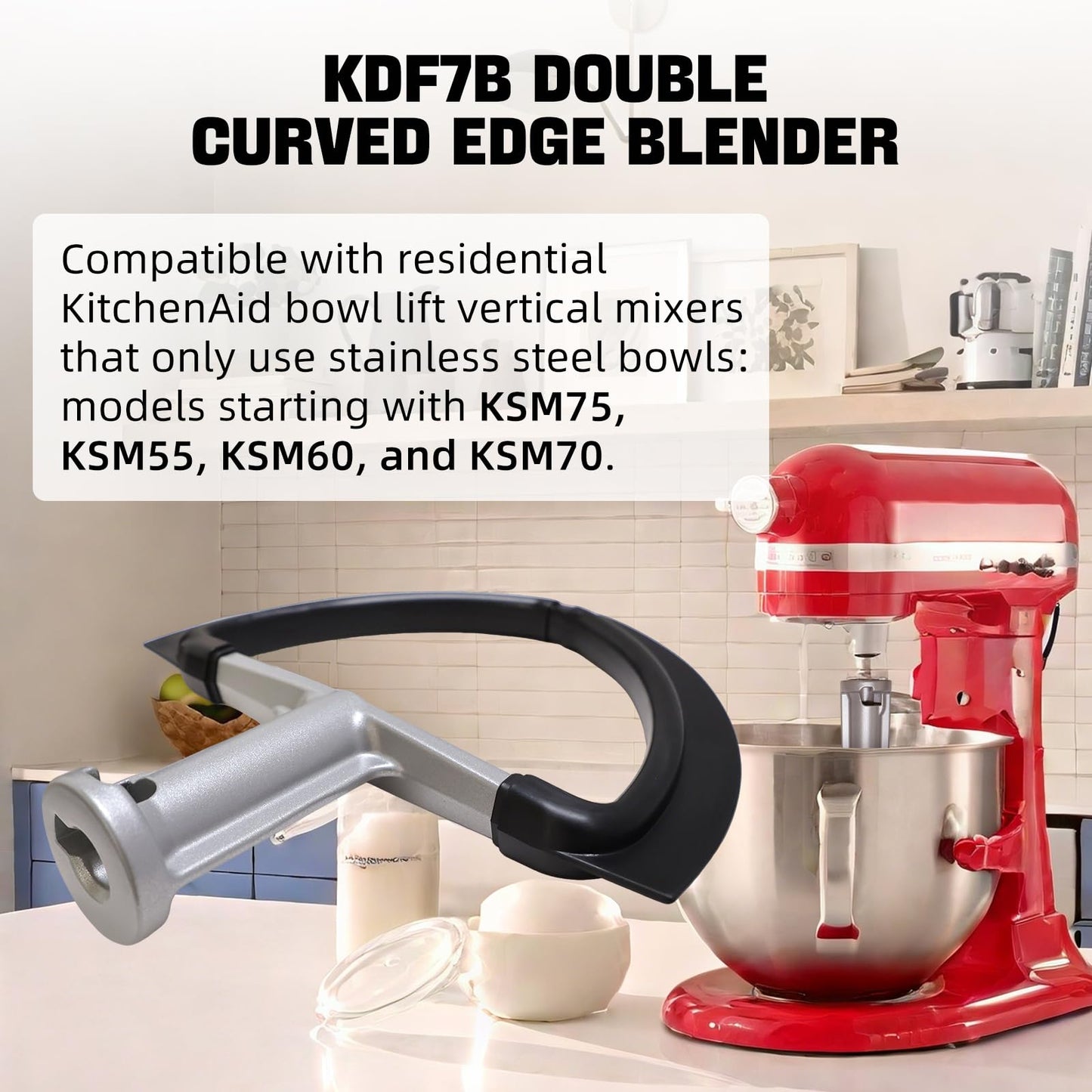 KDF7B Double Flex Edge Beater Compatible with KitchenAid Bowl-Lift Stand Mixers KDF7B Flex Edge