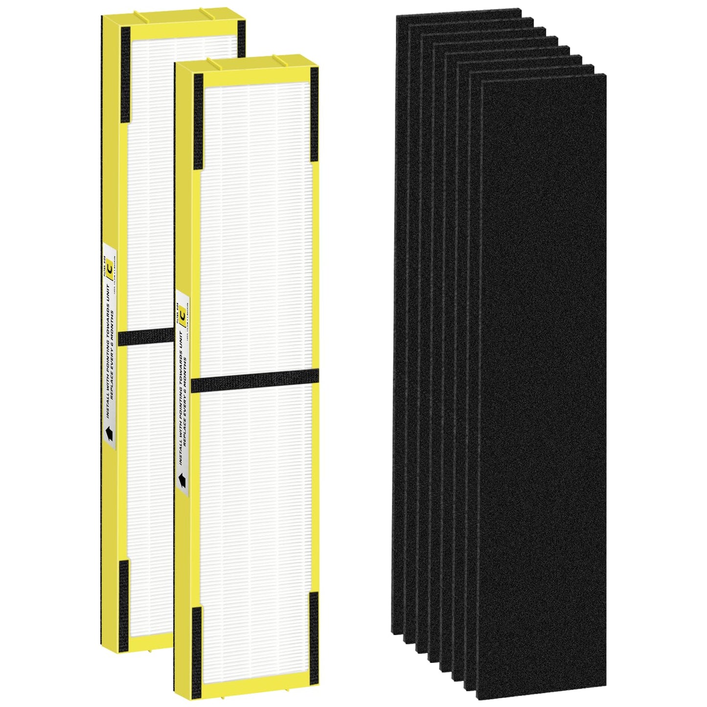 Pulluty FLT5000 Replacement Filter C for Germ-Guardian Air Purifier AC5000 AC5000E AC5250PT AC5350B AC5350BCA AC5350W AC5300B,2 True H13 HEPA Filters+8 Activated Carbon Pre-Filters