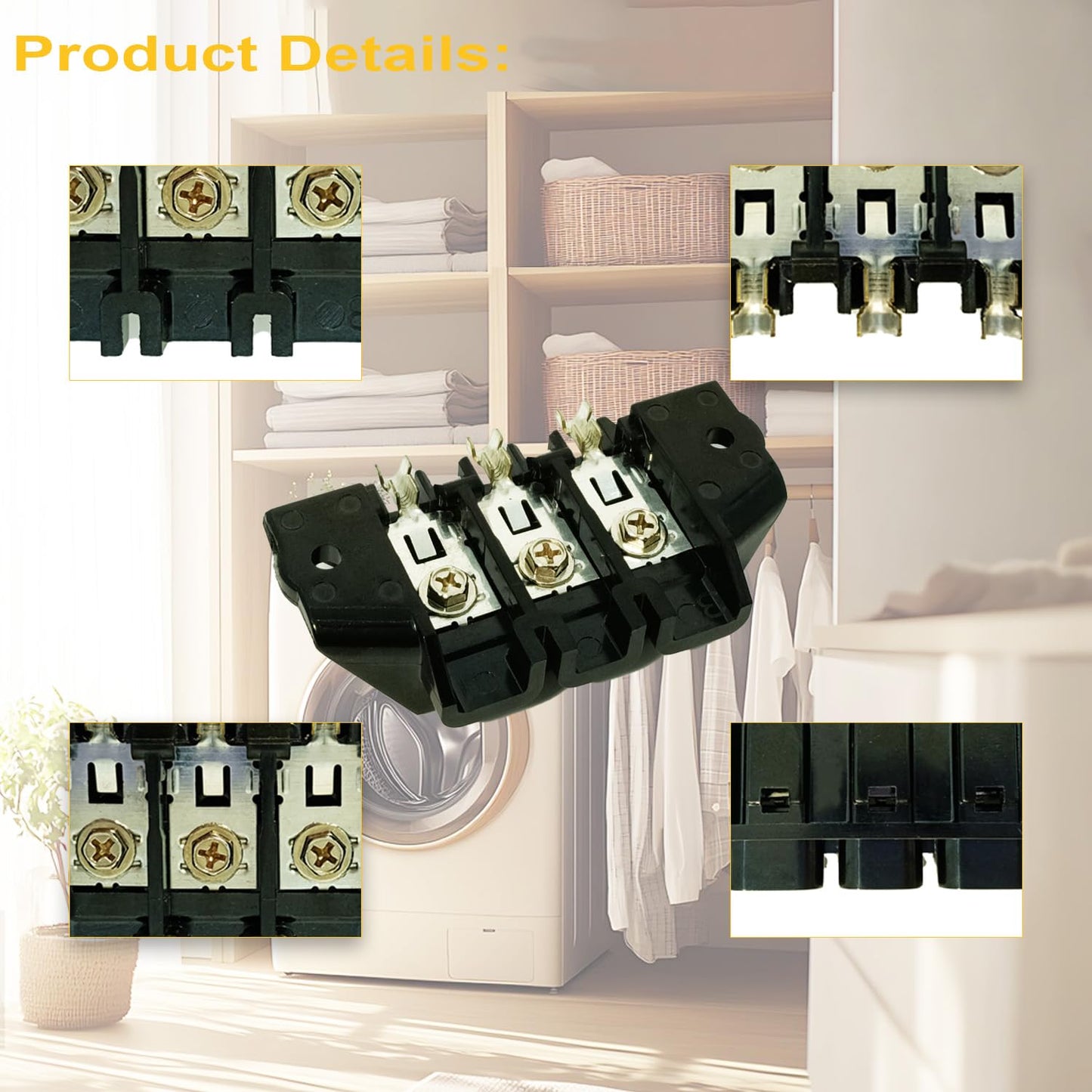 DC96-01188A Dryer Terminal Block Compatible with Samsung DV448AEP/XAA DVE53BB8700T MDE9700 Replaces 2074197 AP4207835 PS4216924