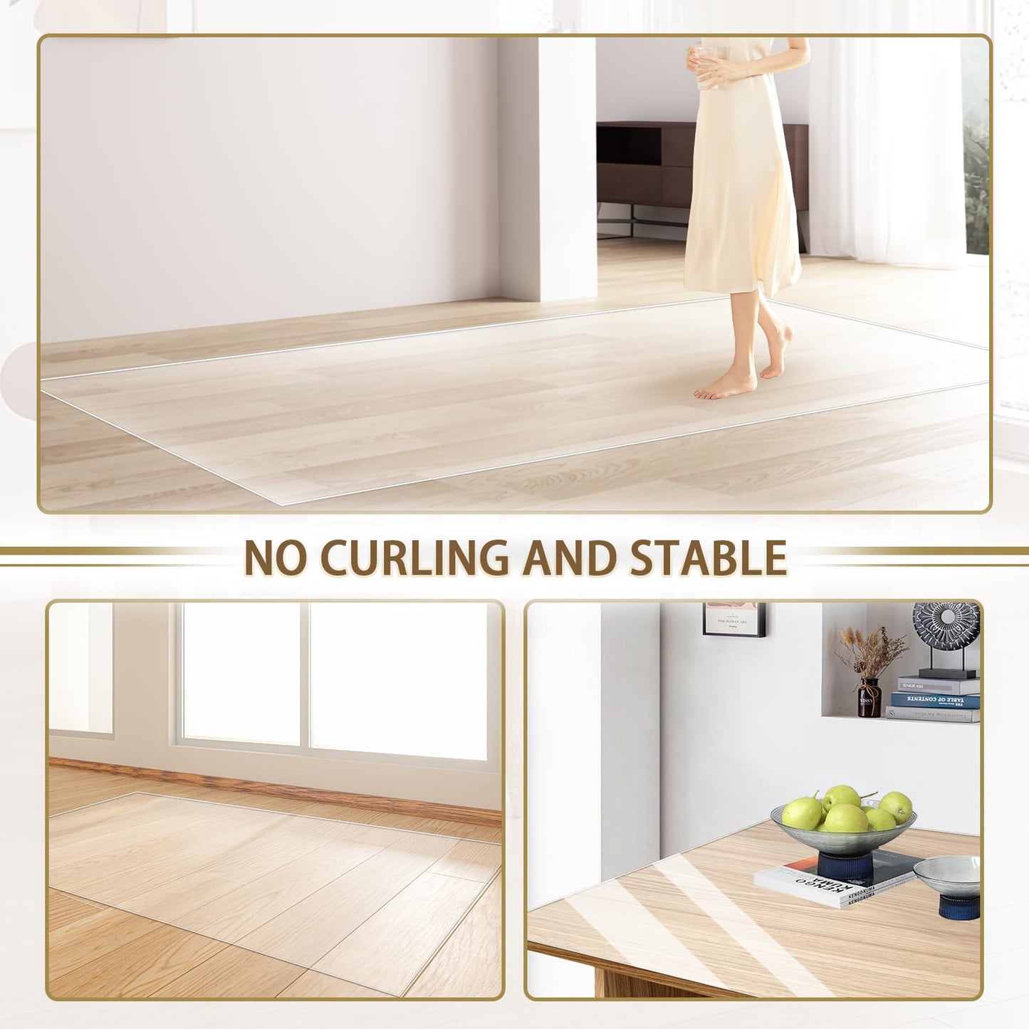 4 x 5 ft Clear Area Rug, 51" x 63" Plastic Office Floor Mat, 60 mil Thick Vinyl Plastic Carpet for Hardwood Floors, Transparent Runner for Dinning Room, Living Room, Entryway Kitchen Hallway