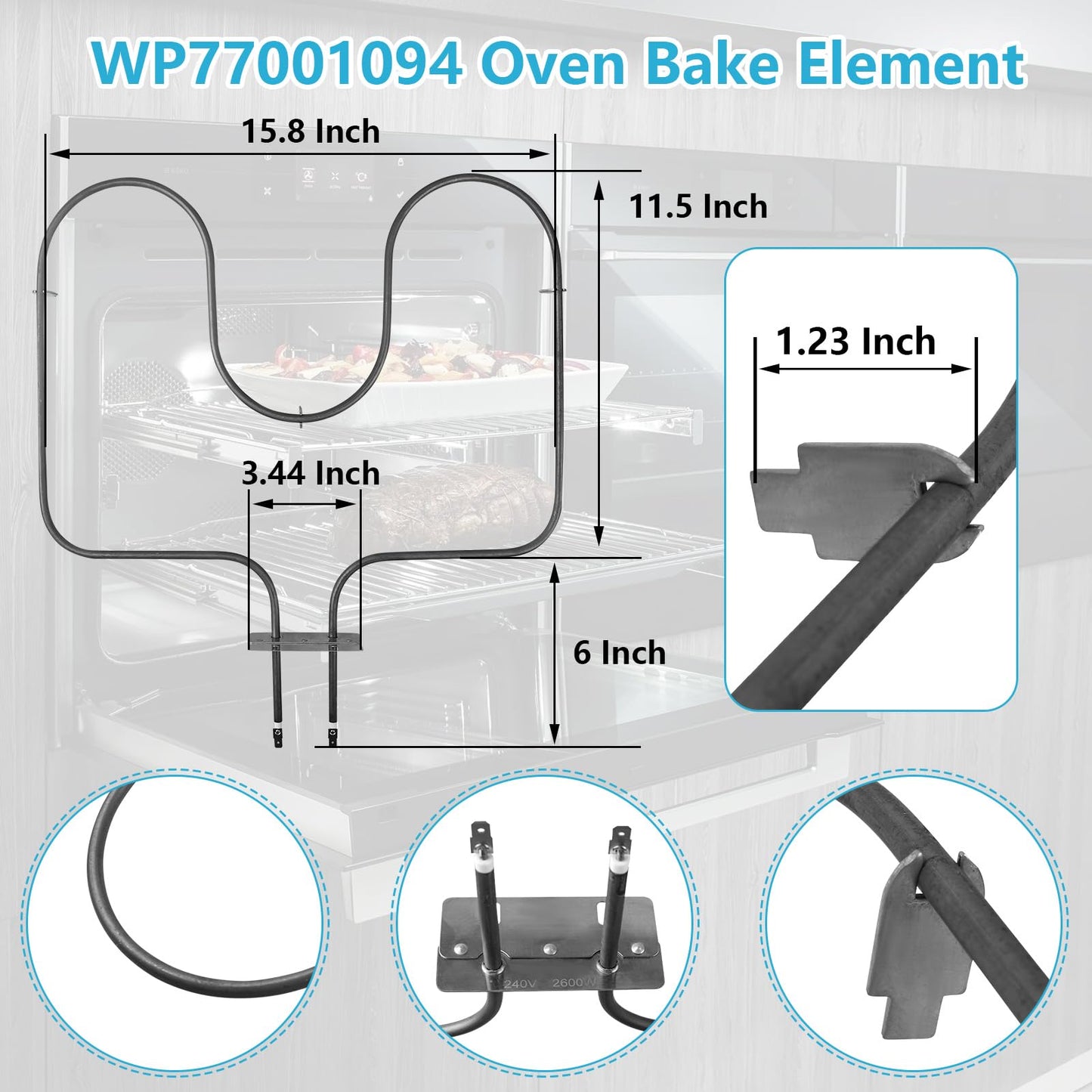Showingo Range Bake Lower Oven Heating Unit Element Compatible with Whirlpool Amana WP77001094, 77001094, CH5910, ARR630,ART6110 Replacement Oven Bake Element 8190056, AP4104297, AP6011444