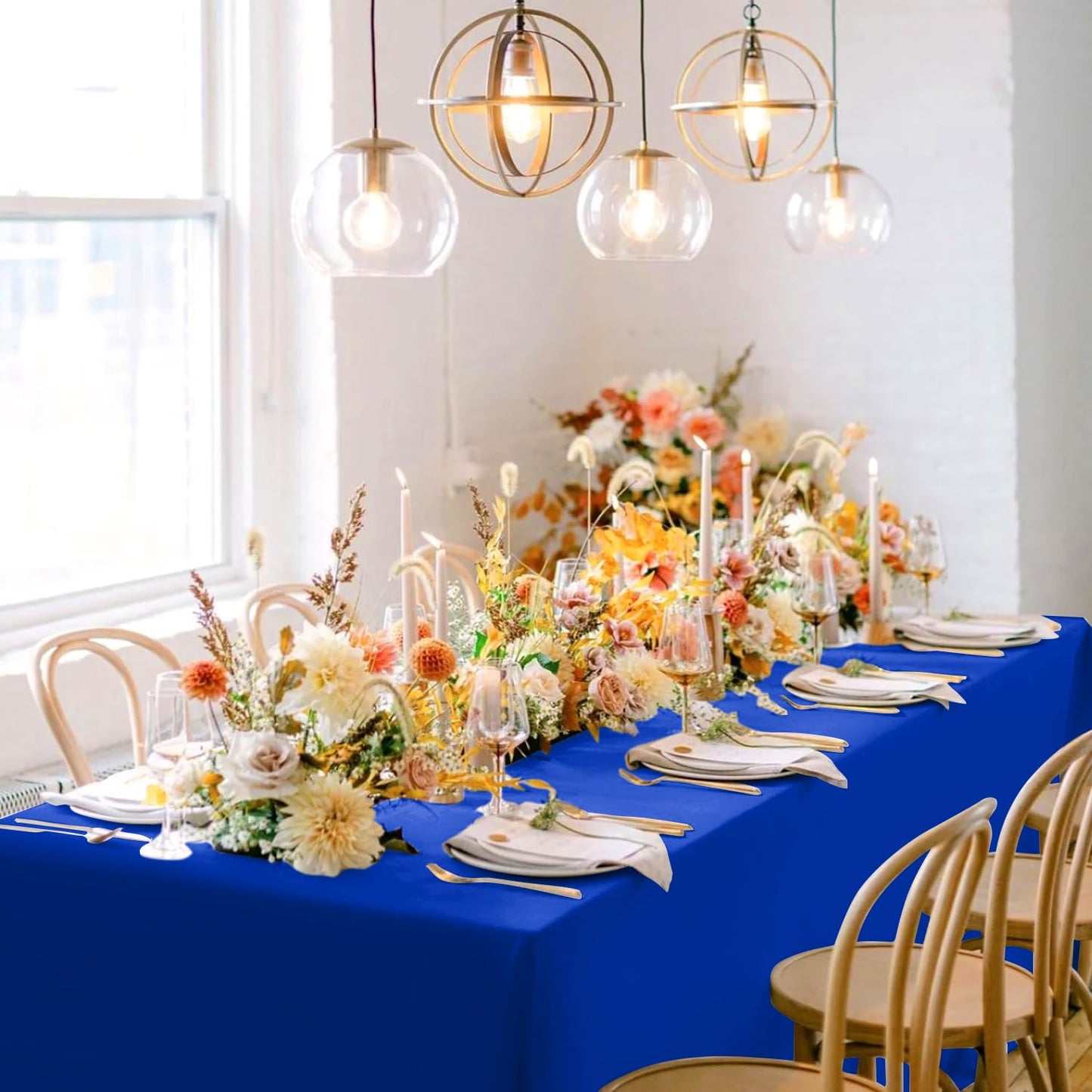 sancua Royal Blue Tablecloths for 6 Foot Rectangle Tables, 6 Pack - 60x102 Inch - Washable Fabric Cloth Table Cloth, Reusable Polyester Table Covers for Wedding Party, Banquet, Independence Day