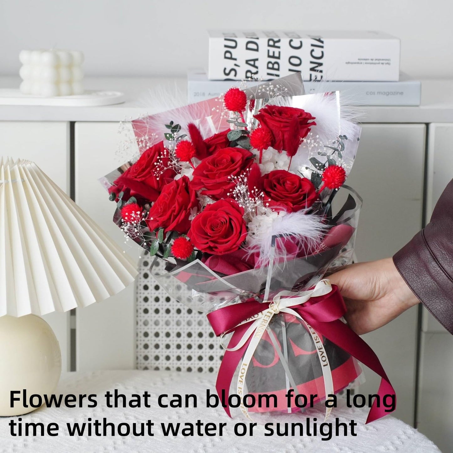 Aiyuolio Preserved Flowers Bouquet, 100% Real Roses that Last Up to 3 Years, Gift for Her: Birthday Christmas Valentine's Day Mother's Day, Room Decorations