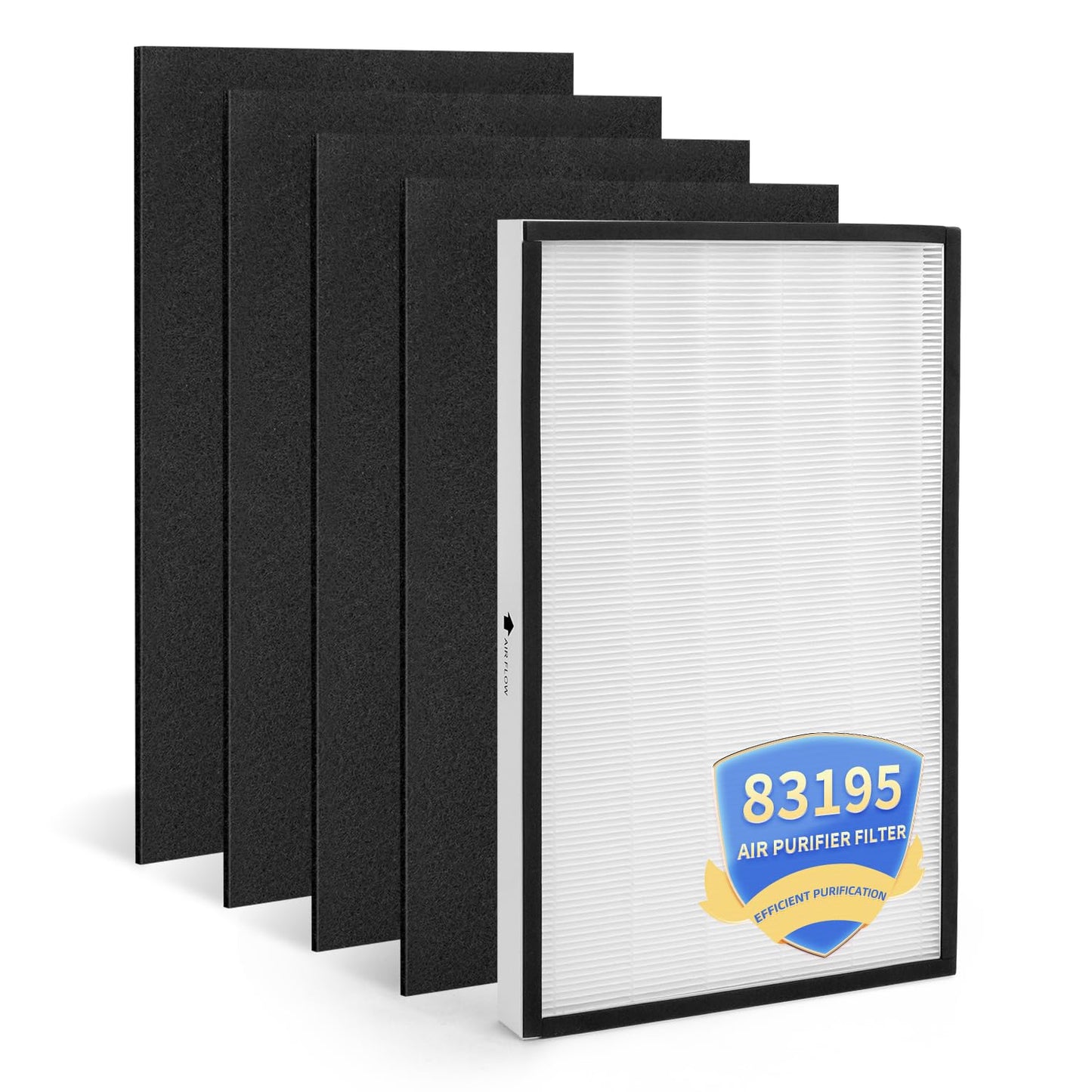 83195 Filter Replacement Compatible with Kenmore 83254 83396 85254 F-K3 Air Purifiers,1 High - Efficiency Filter + 4 Activated Carbon Pre-Filters