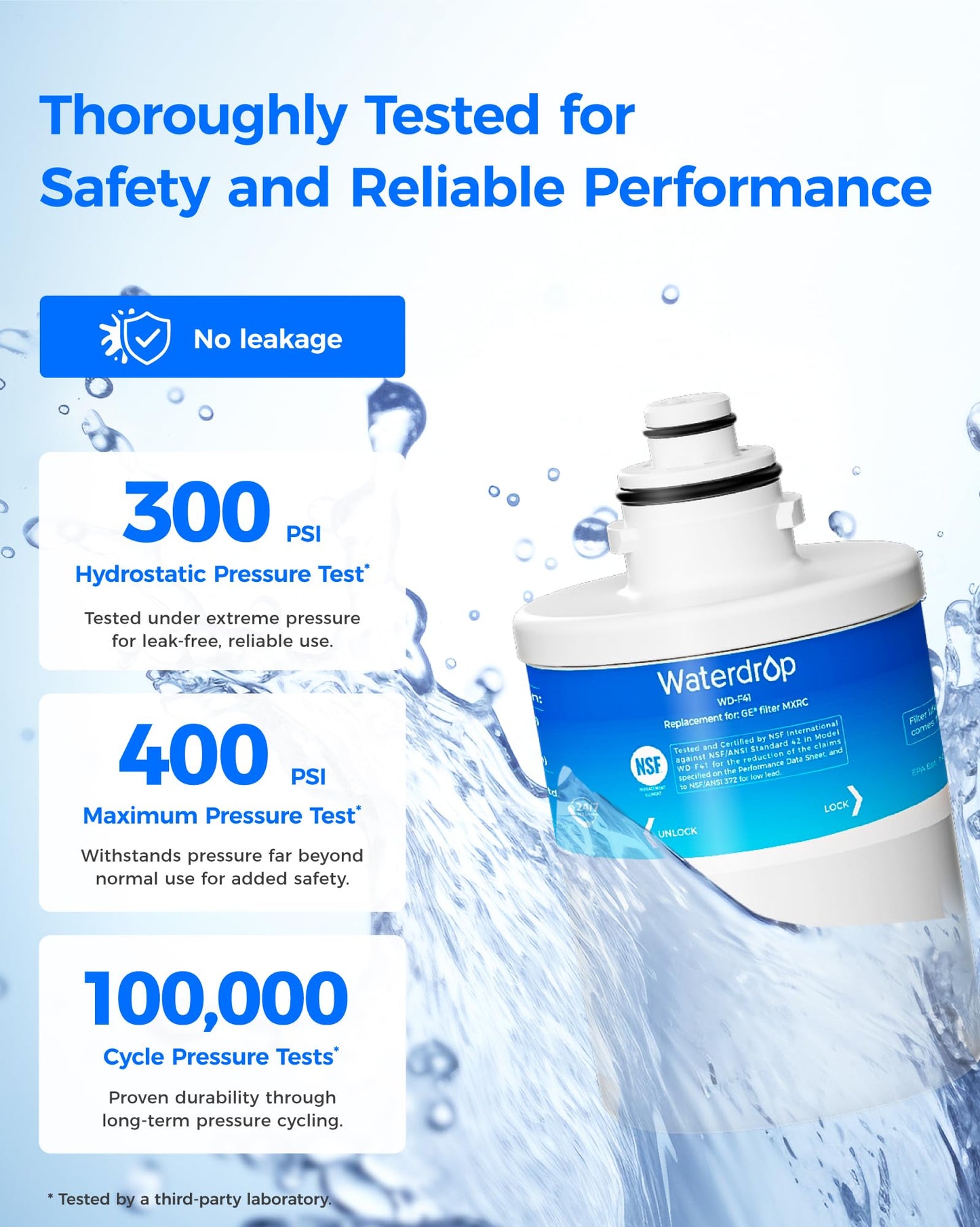 Waterdrop MXRC Replacement for GE® MXRC, FXRC, FXRT, HXRC, 9905, 46-9905 & 1E1013 Refrigerator Water Filter, 1 Pack