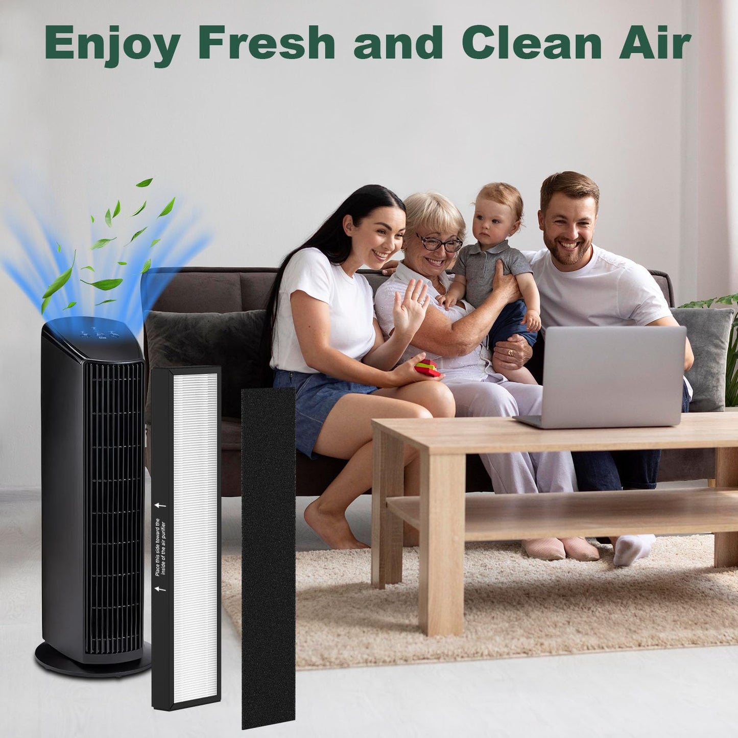 182550 Filter Replacement, Compatible with Bionaire BAP536UV-U Air Purifier and Holmes HAP537UV / 2141139 Air Purifier, 2 H13 True HEPA Filter and 6 Activated Carbon Pre-Filter