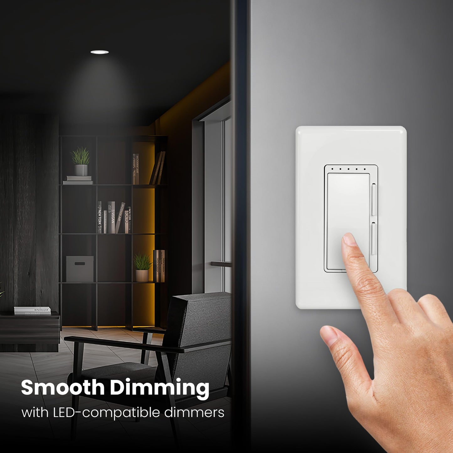 Feit Electric LED Recessed Light Retrofit Kit - 5/6 in Dimmable with Baffle Trim, 75W Equivalent, Adjustable White 2700K–5000K, 90+ CRI, for Living, Bathroom, Dining & Kitchen Room