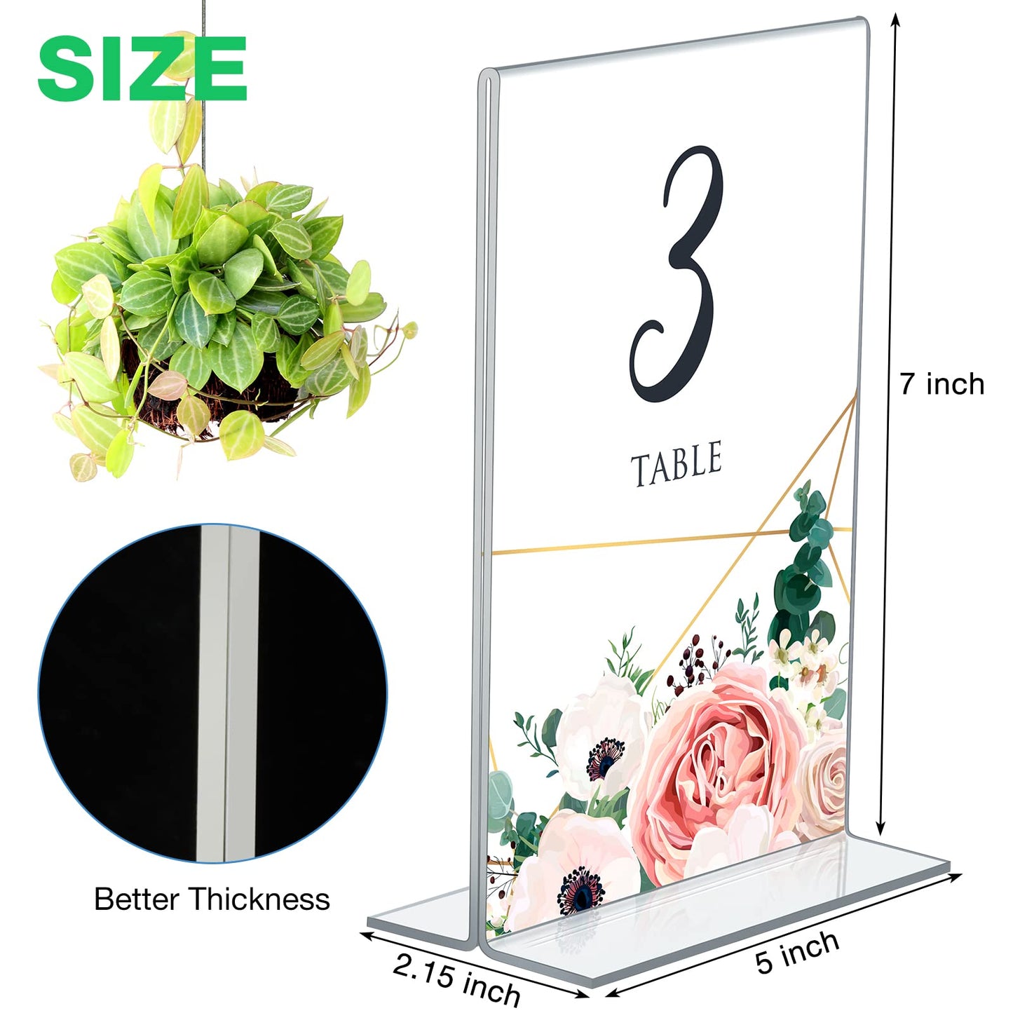 Amyhill 24 Pack Acrylic Sign Holder 5 x 7 Inch Plastic Picture Frames Self Standing Clear Acrylic Frame Double Sided T Shape Table Menu for Wedding Business Office Hotel Supplies