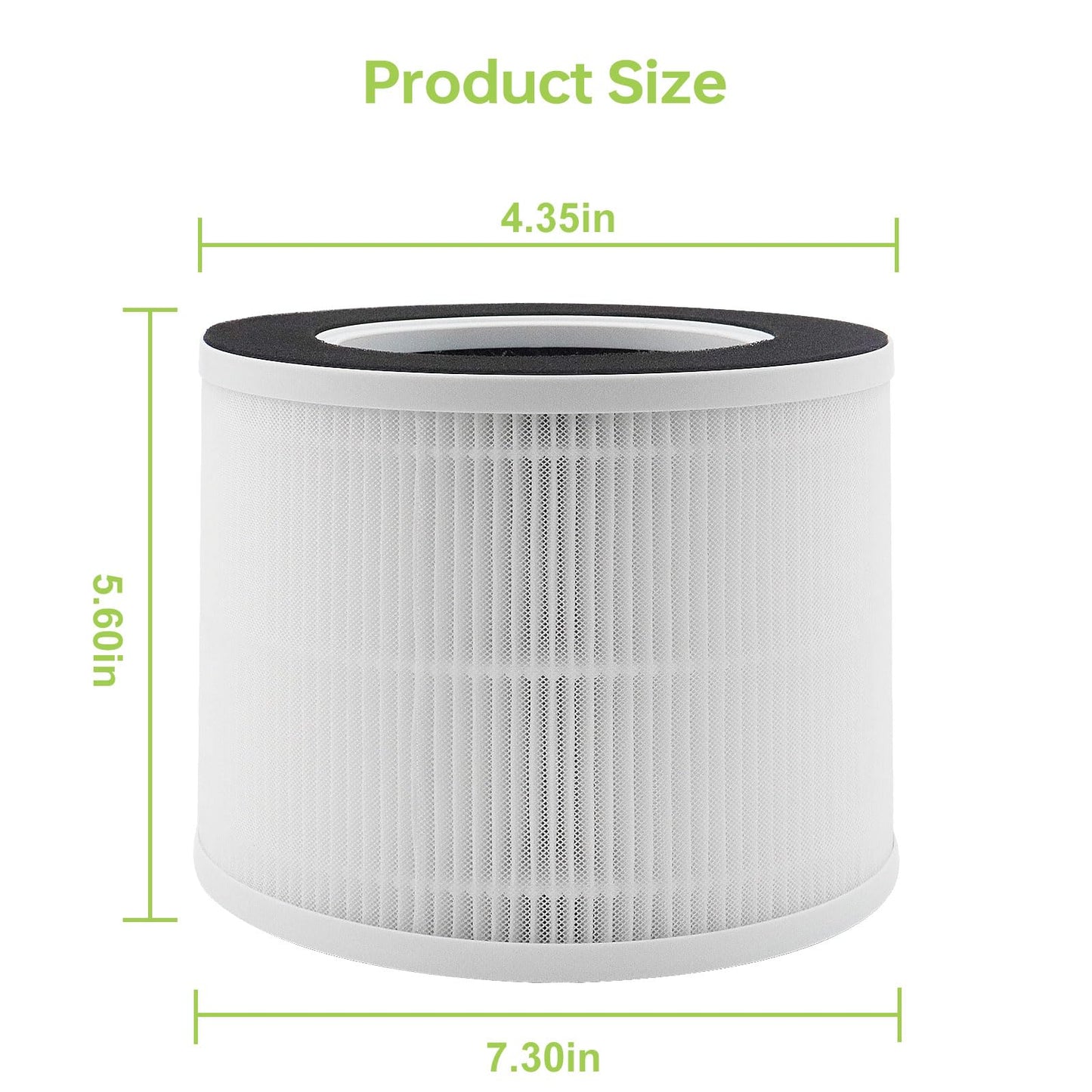 2 Pack True Air Purifier Filter Replacement for RENPHO RP-AP088, Compatible with RP-AP088W RP-AP088B RP-AP088-F1 and RP-AP088-F2, Activated Carbon Filter, White