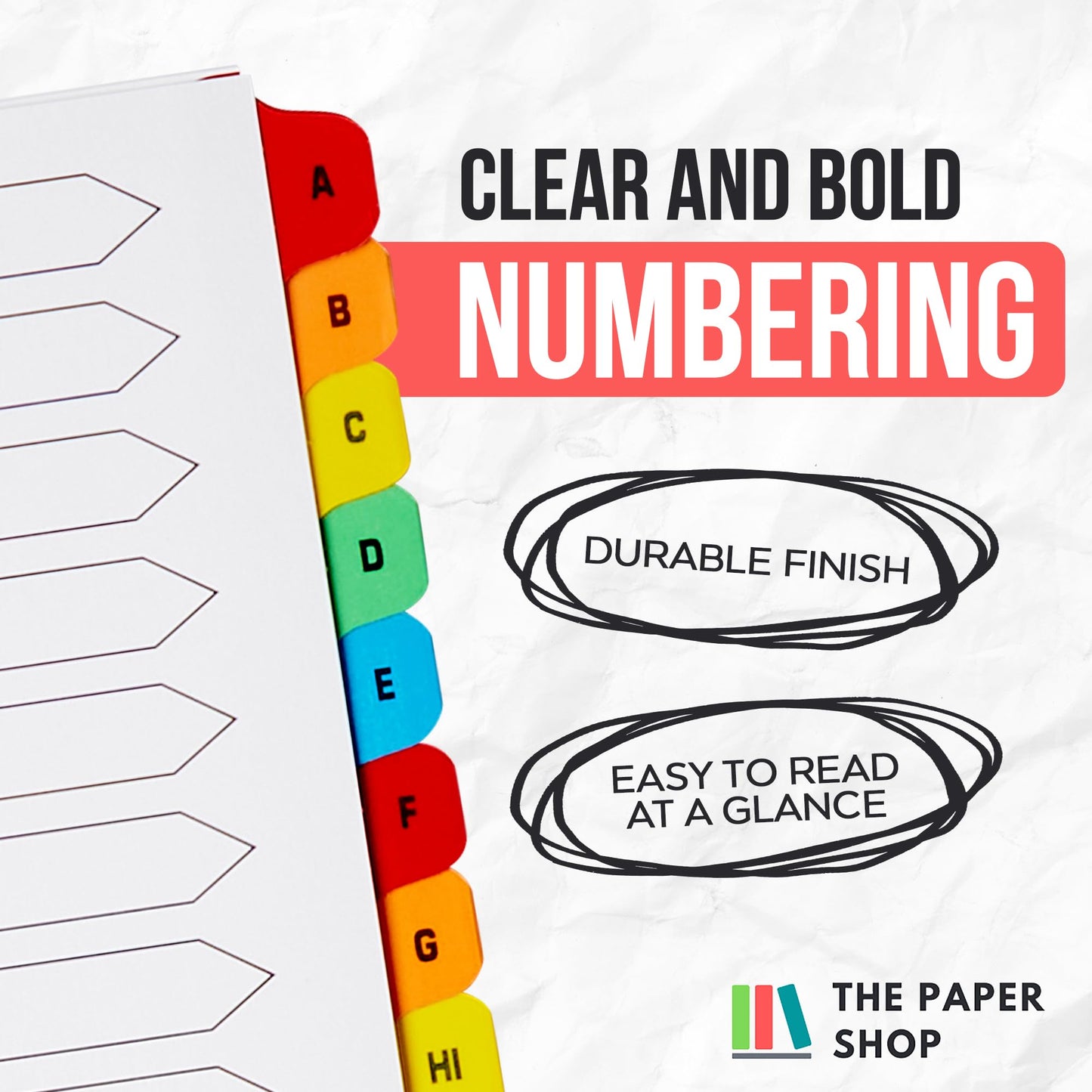 [5 Pack] A-Z Binder Dividers with Tabs A4 | Alphabet Dividers for 3 Ring Binder | Perfect for Organizing Pages in 3 Ring Binder Dividers with tabs, Each Set Includes Tab Dividers | The Paper Shop