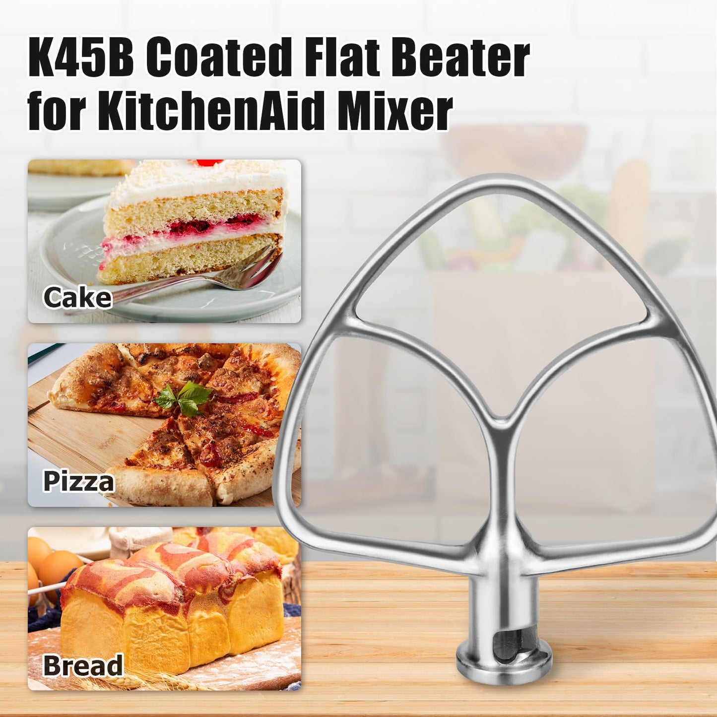 Stainless Steel K45B Coated Flat Beater for KitchenAid 4.5-5 Qt Mixer Paddle Attachment Flat Beater Fits Stand Mixer Bowls For KitchenAid 4.5-5 Quart Bowls, Kitchenaid Paddle Attachment