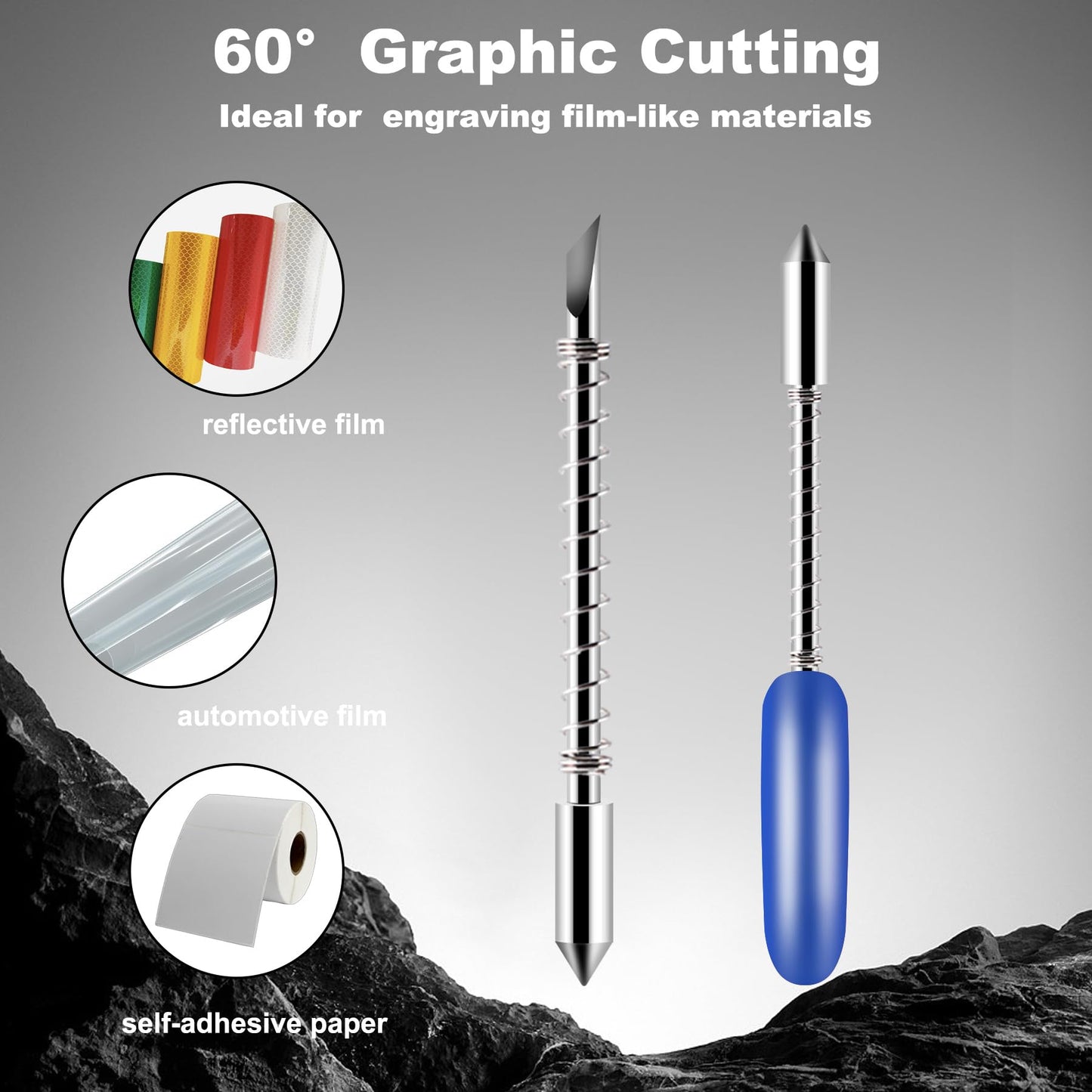 BFVV 30 PCS 60 Degree Deep Cut Blades, Replacement Lettering Blades with Springs Compatible with Graphtec Cutting Plotter-Cuts Chipboard, Leather, Fabric, Felt, Cork,Glitter Vinyl,Wood