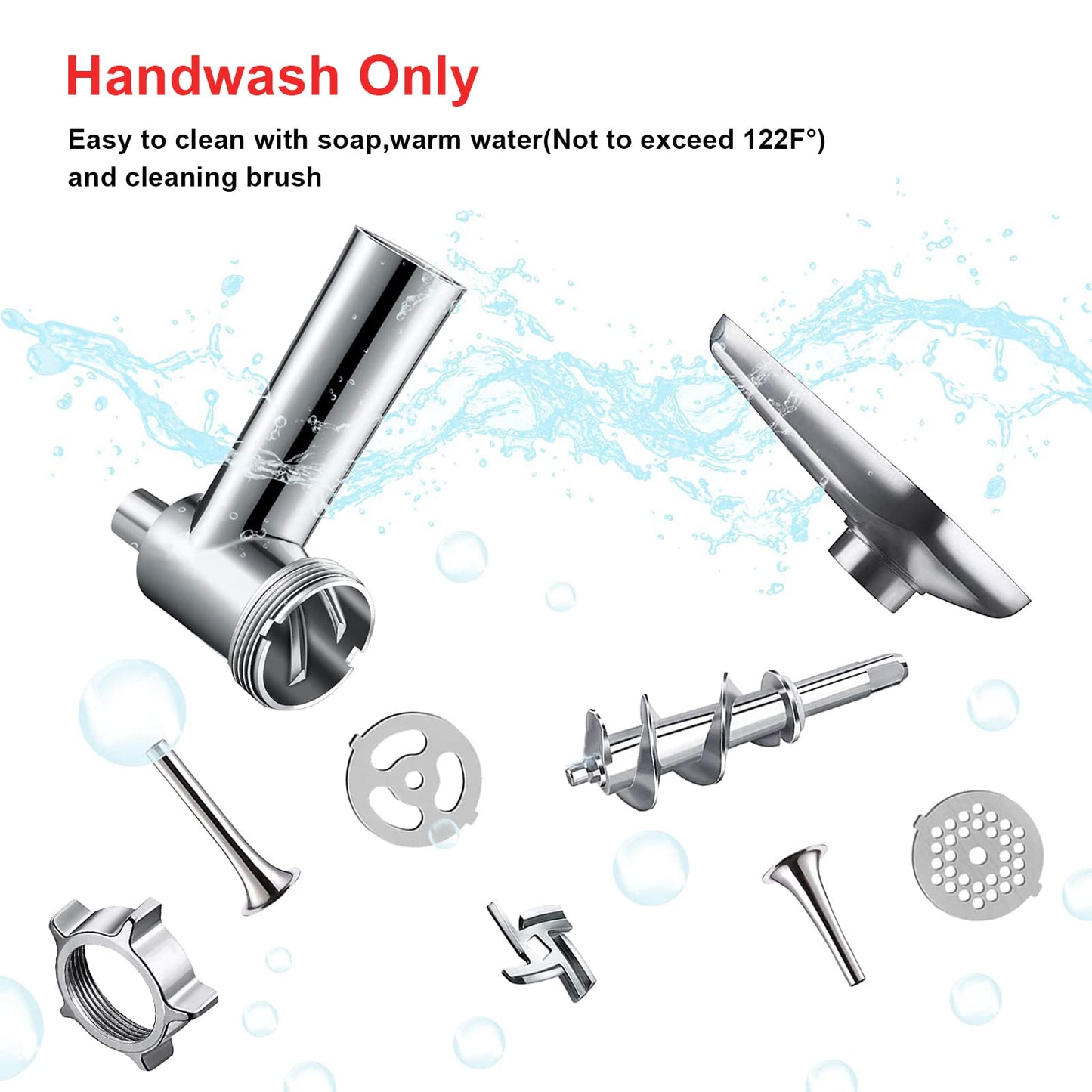 COFUN Meat Grinder for KitchenAid Mixer, All Metal Food Grinder with 4 Grinding Plates, 3 Sausage Stuffer Tubes, 2 Blades, Fast Grinding for Burgers Sausages Meatballs