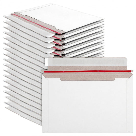 200 Pack 6.5x4.5 inch Rigid Mailer Self Seal Photo Document Mailers, Stay Flat White Cardboard Shipping Envelopes White Photography Mailers for CD, Photos, Document
