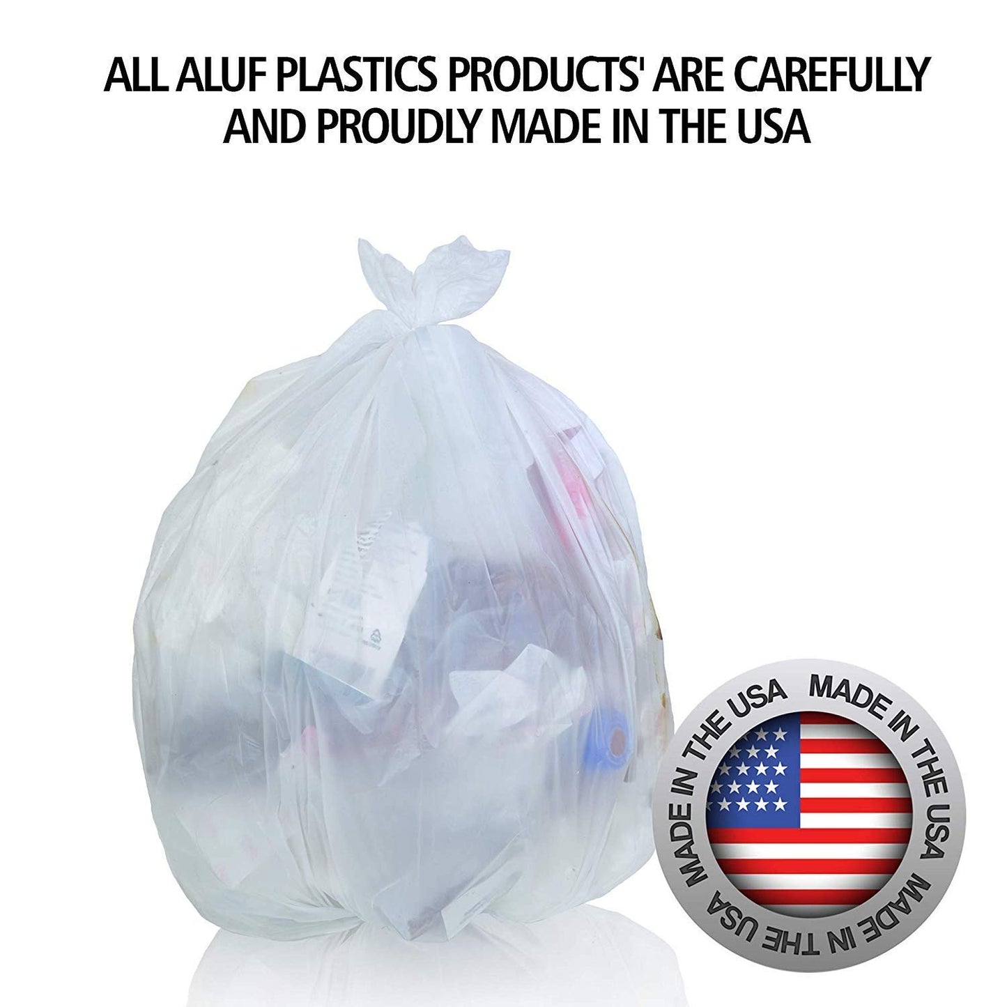 Aluf Plastics SCR-243306C 12-16 Gallon Trash Bags - (Commercial 1000 Pack) - Source Reduction Series Value High Density 6 Micron Gauge (equiv) - Intended for Office, Bathroom, Paper, Styrofoam