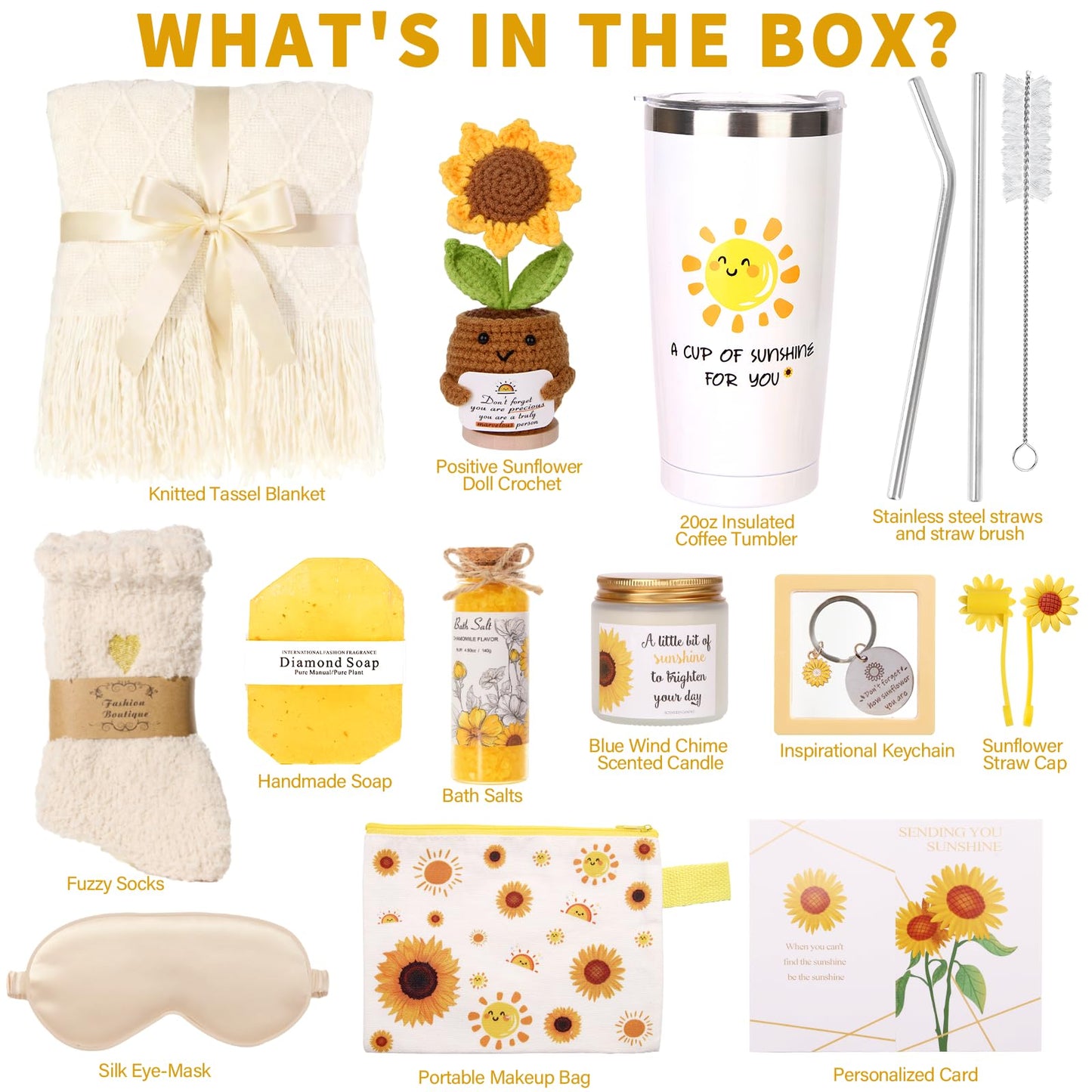 Self Care Gifts for Women - Sending Sunshine Care Package with Blanket, Get Well Soon & Thinking of You Gifts | Unique Sunflower Thank You Gift Box for Wife, Her, Girlfriend, Mom, Sister, Daughter