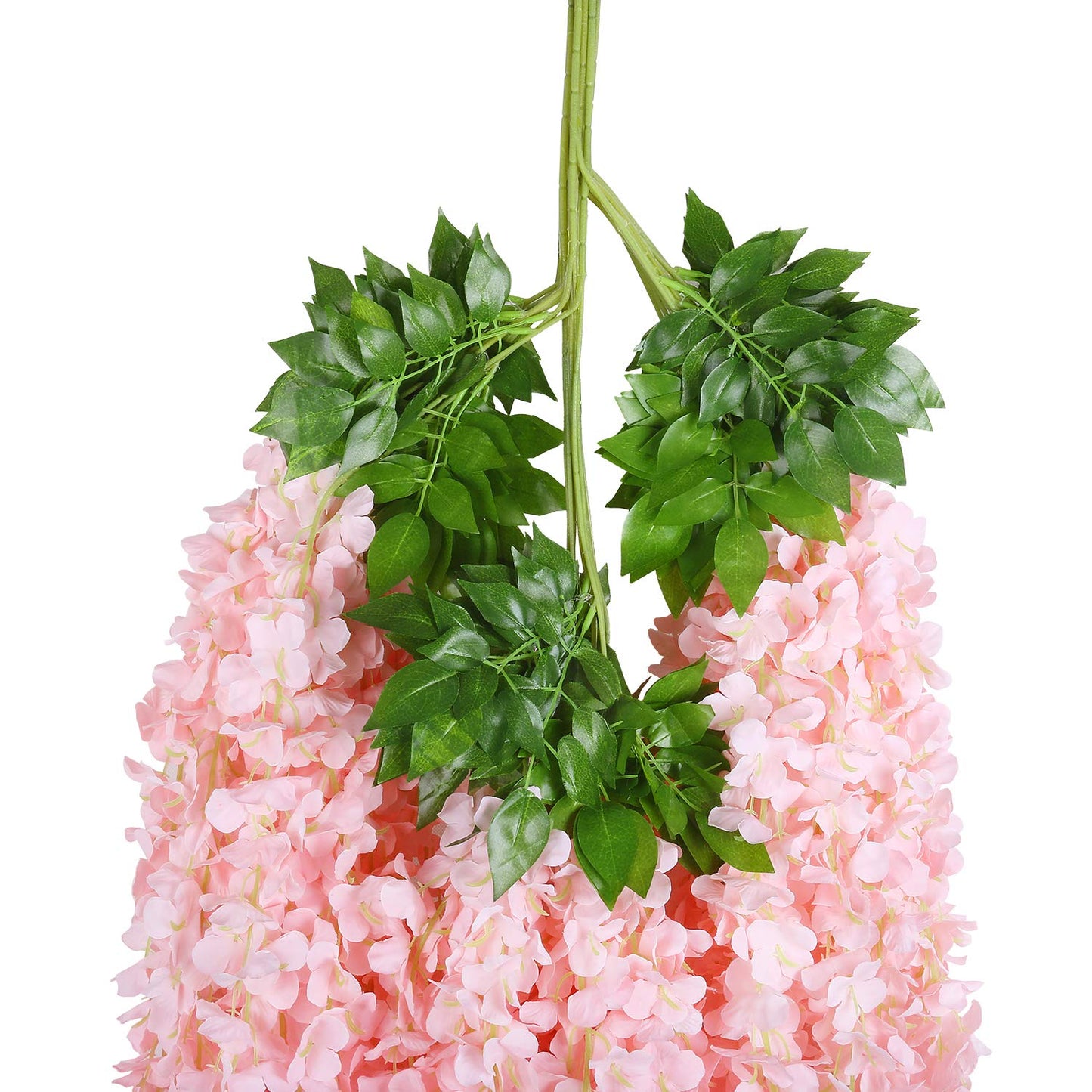 U'Artlines 24 Pack(Total 43.2 Feet) Artificial Fake Wisteria Vine Rattan Hanging Garland Silk Flowers String Home Party Wedding Decor (24, Light Pink)