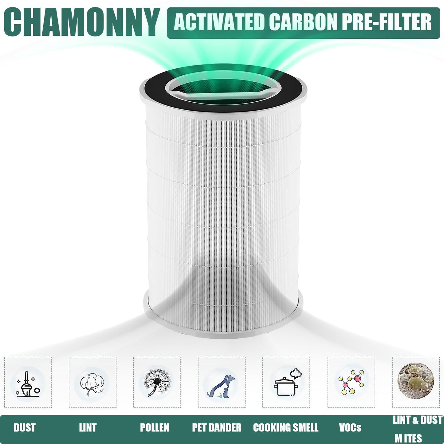 CHAMONNY P200S/G200S Filter Replcement, Compatible with G200S/G200 and P200S/P200 Pro Air Purifier, 2 Pack
