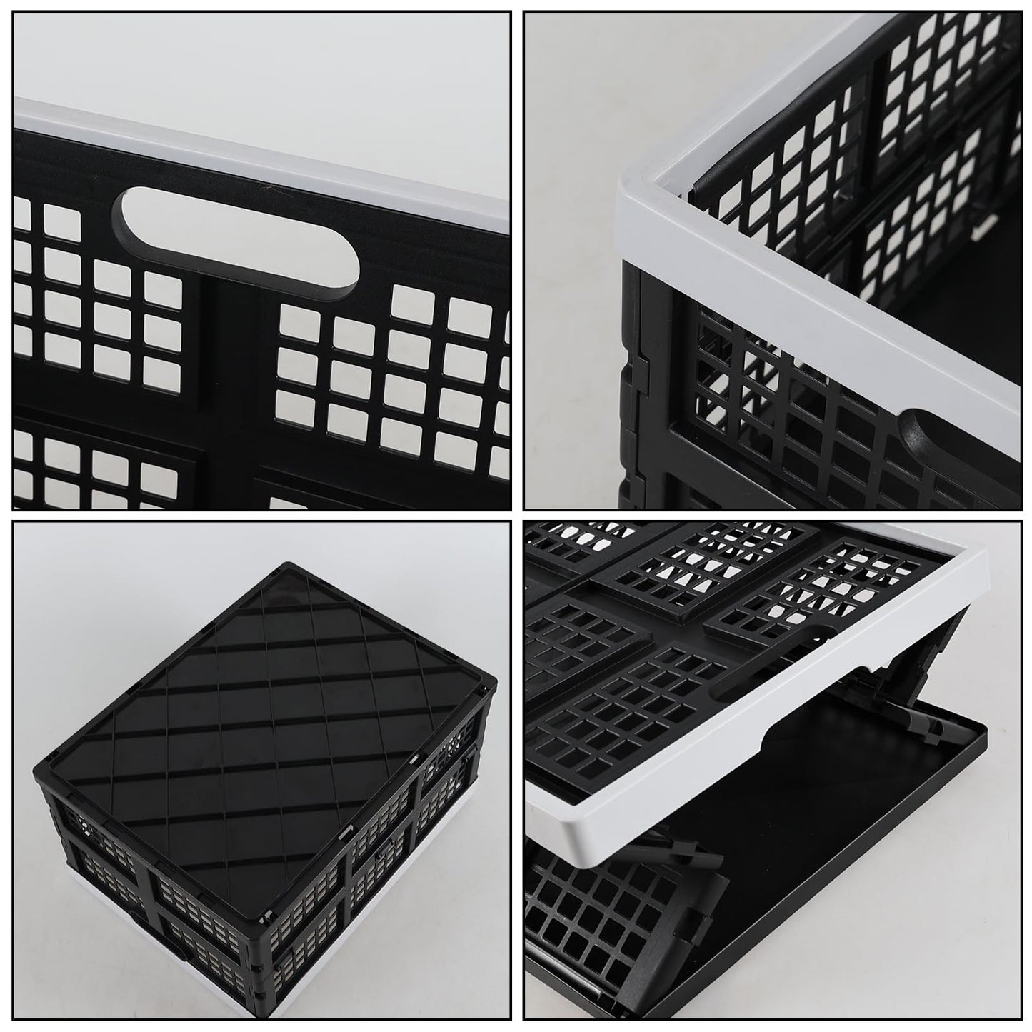 Ionoloy 3 Packs 34 L Plastic Collapsible Storage Crates, Stackable Foldable Storage Basket