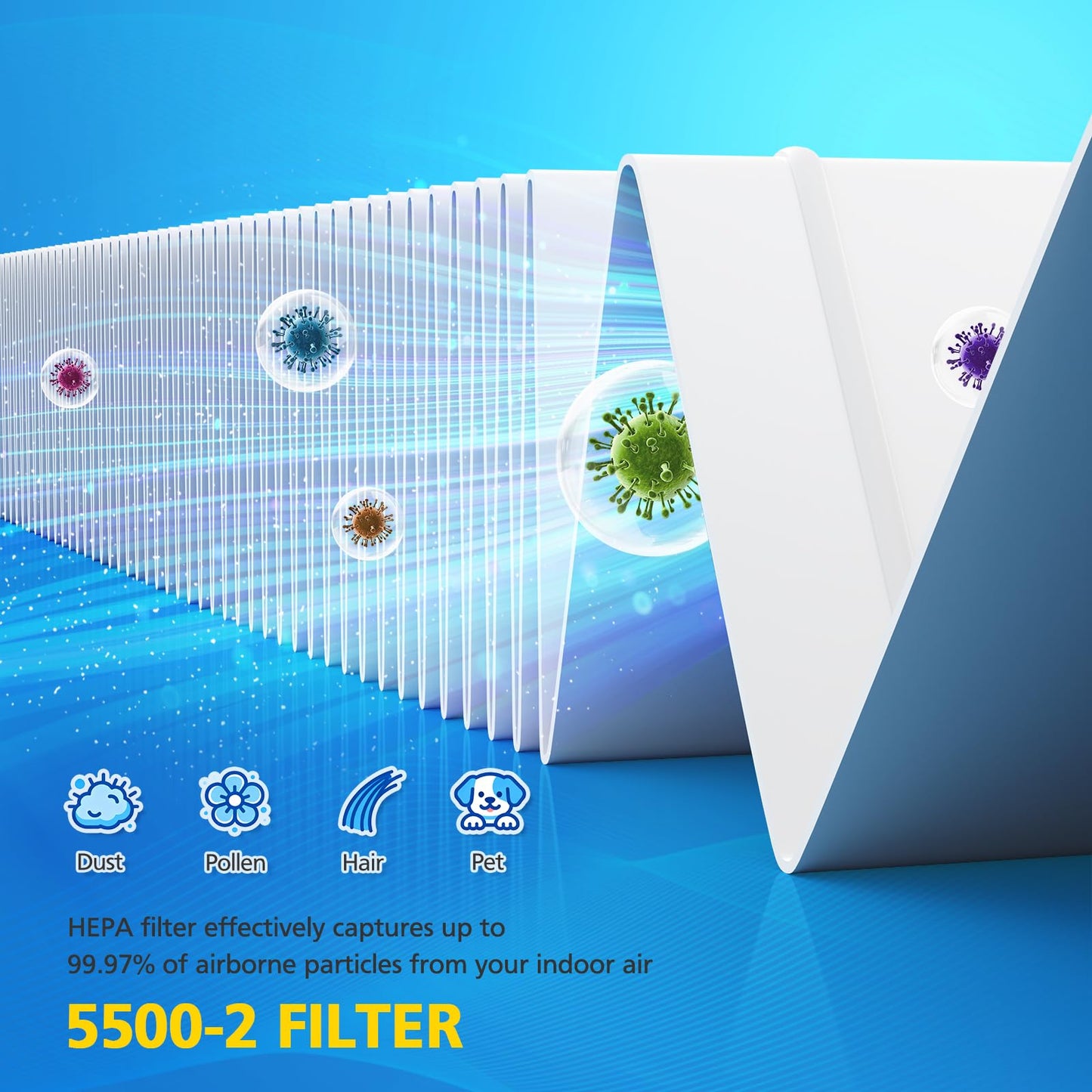 116130 Replacement Filter H Compatible with Winix 5500-2 PlasmaWave and AM80 Air Purifier, 4 Pack Replacement HEPA Filter Only