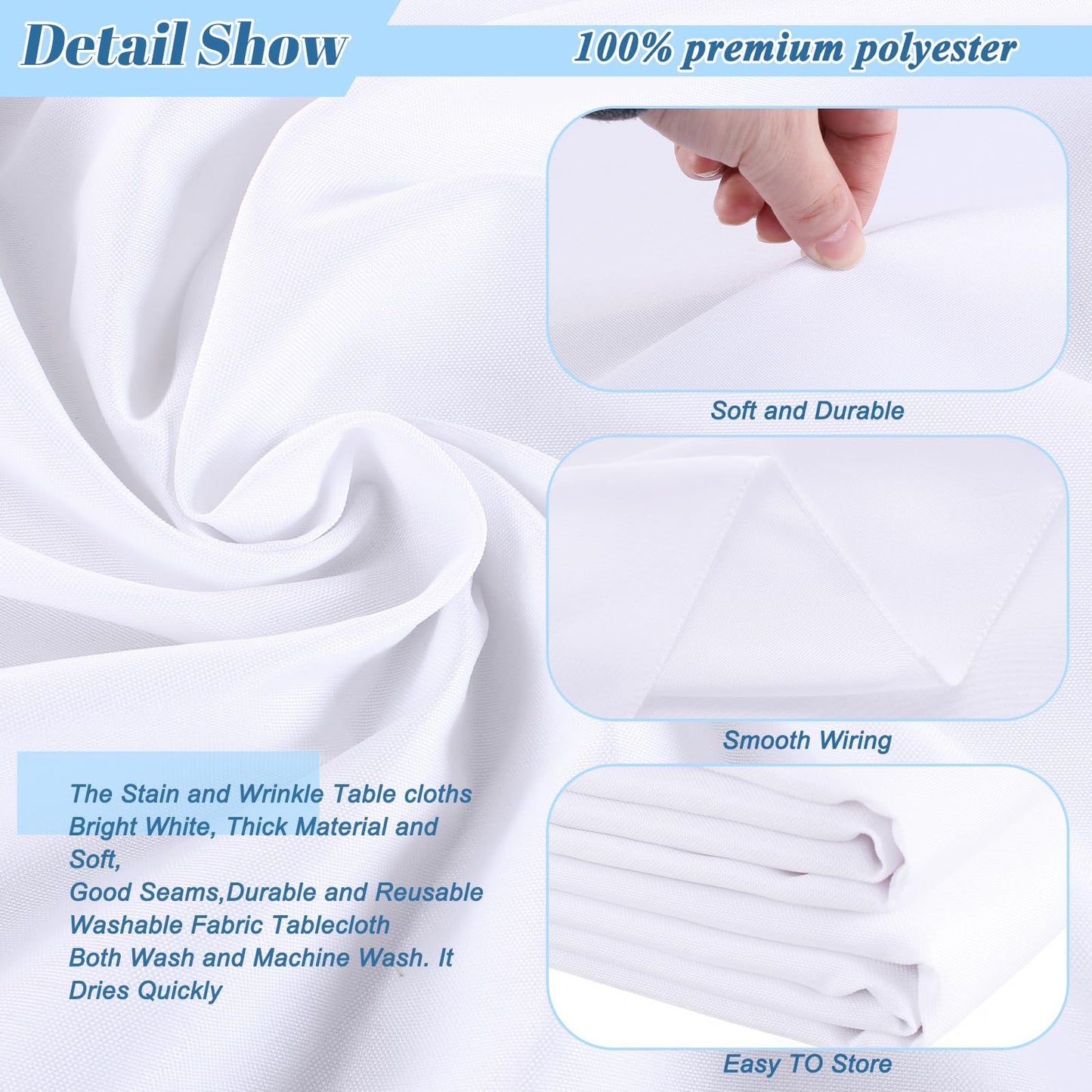 Kesfey 6 Packs White Table Cloths Rectangle 70 x120 inch Washable Polyester Fabric White Tablecloths for 6-8 Ft Tables Stain and Wrinkle Resistant Reusable Table Covers for Parties Wedding Banquet